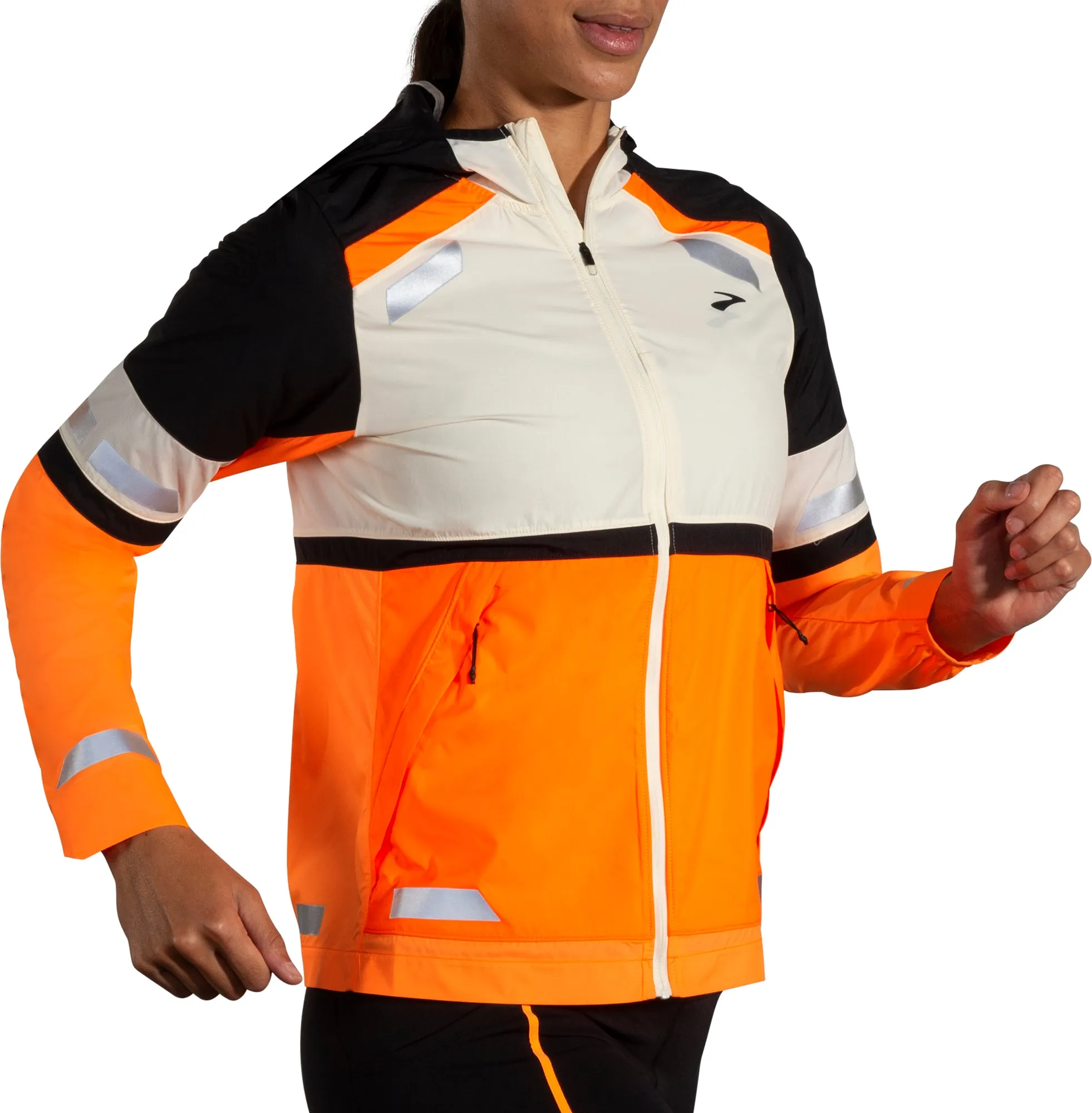 Lightweight Packable Build Brooks Run Visible 2.0 Womens Running Jacket - Grey