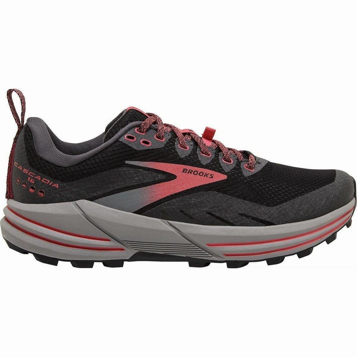 React Elastic Lace Technology Brooks Cascadia 16 GORE-TEX Womens Trail Running Shoes - Black