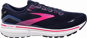 anti - twist shoes running on concrete shoes Brooks Ghost 15 Womens Running Shoes - Navy