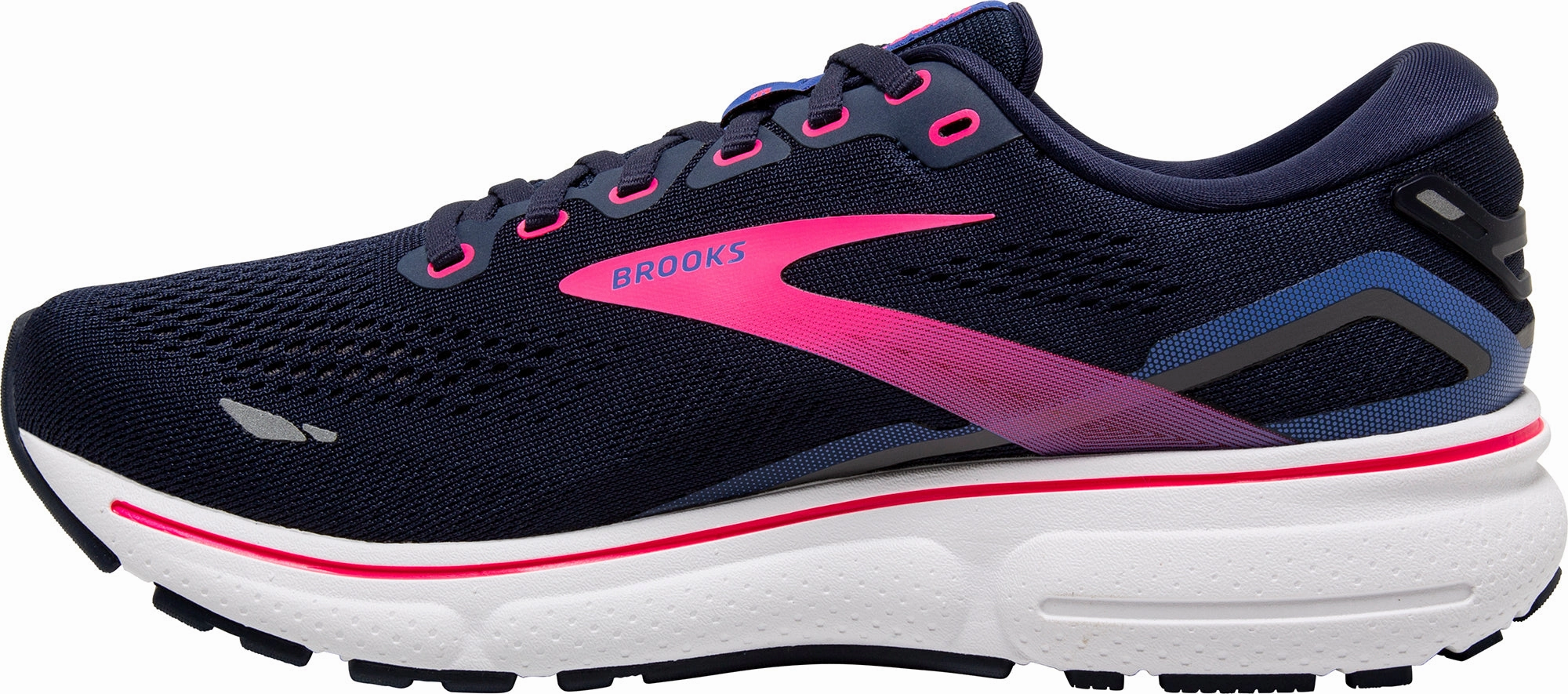 Brooks Ghost 15 Womens Running Shoes - Navy Thermo Regulating Fabric tapered running shoes
