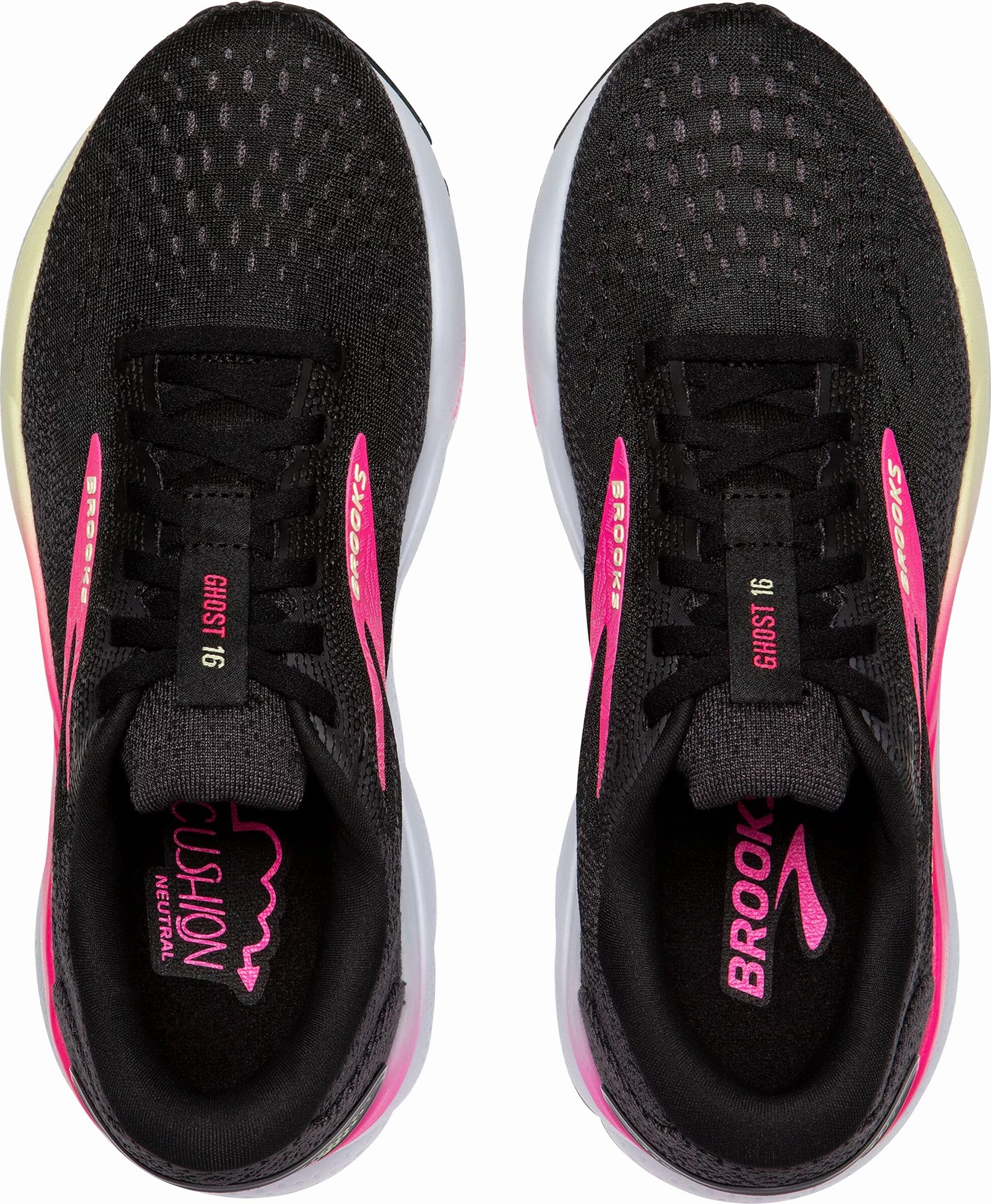 Zero Drop Platform Brooks Ghost 16 WIDE FIT Womens Running Shoes - Black