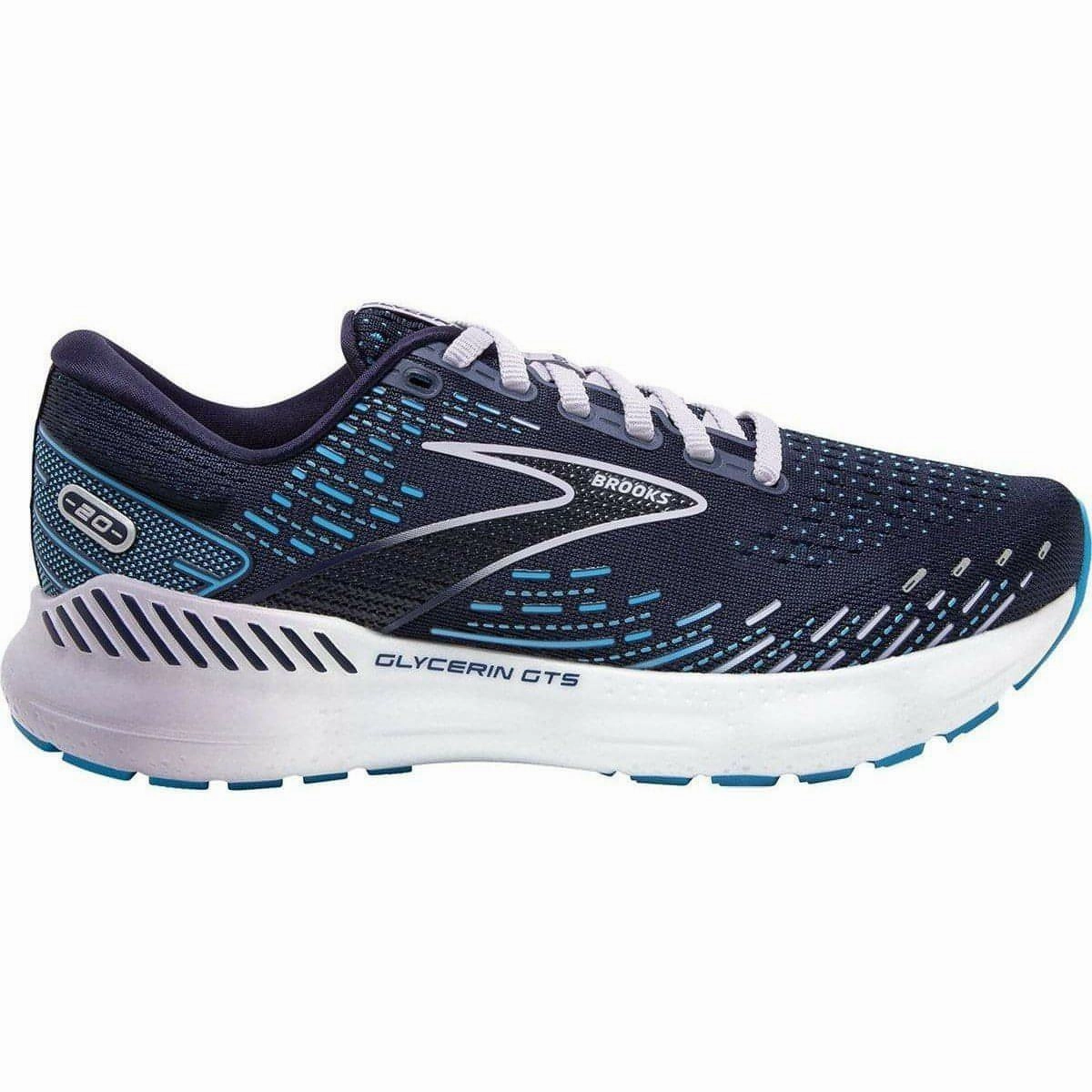 Foot Arch Fit Brooks Glycerin GTS 20 Womens Running Shoes - Blue