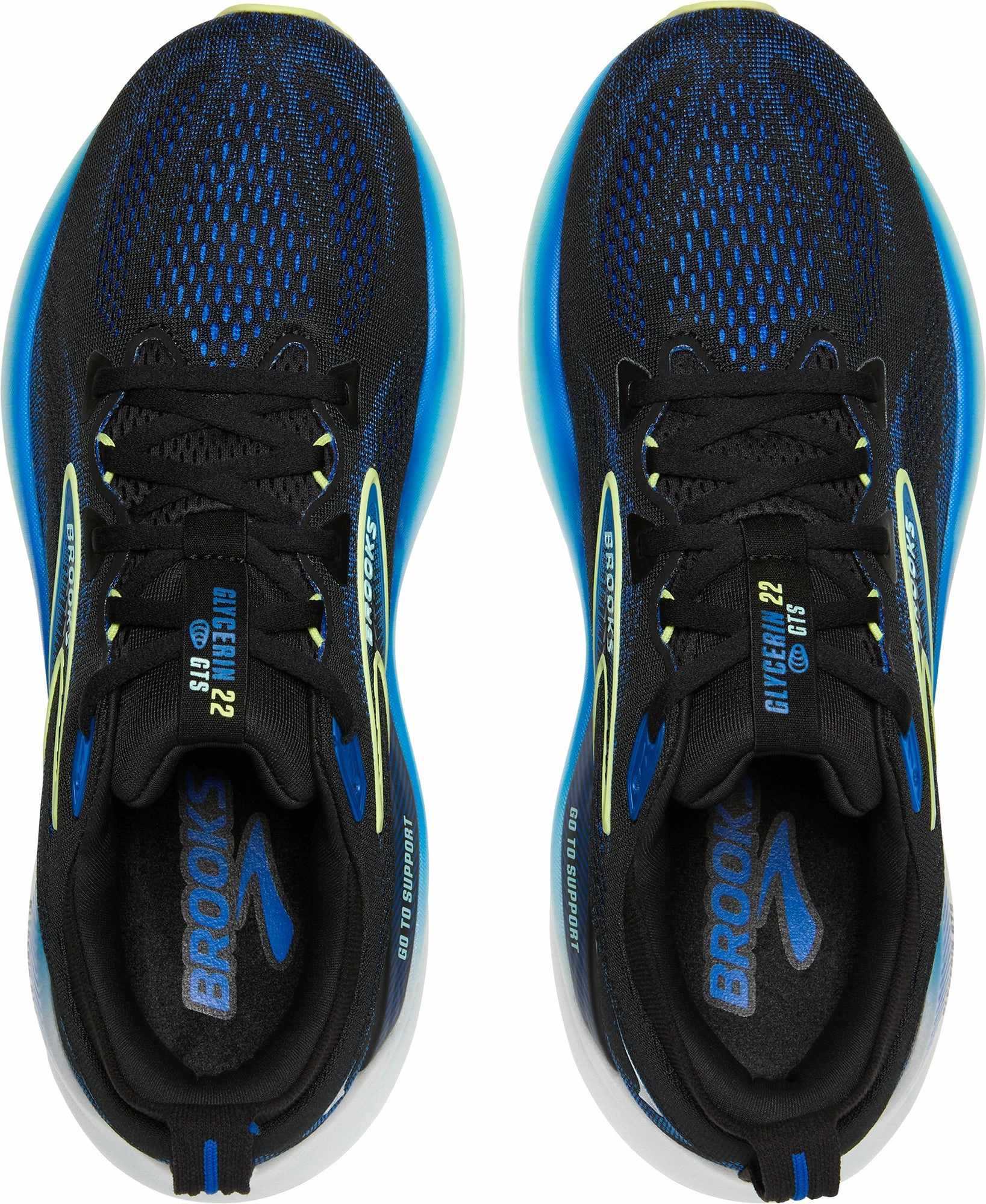 Brooks Glycerin GTS 22 Mens Running Shoes - Black Micro Adjust Straps Safe