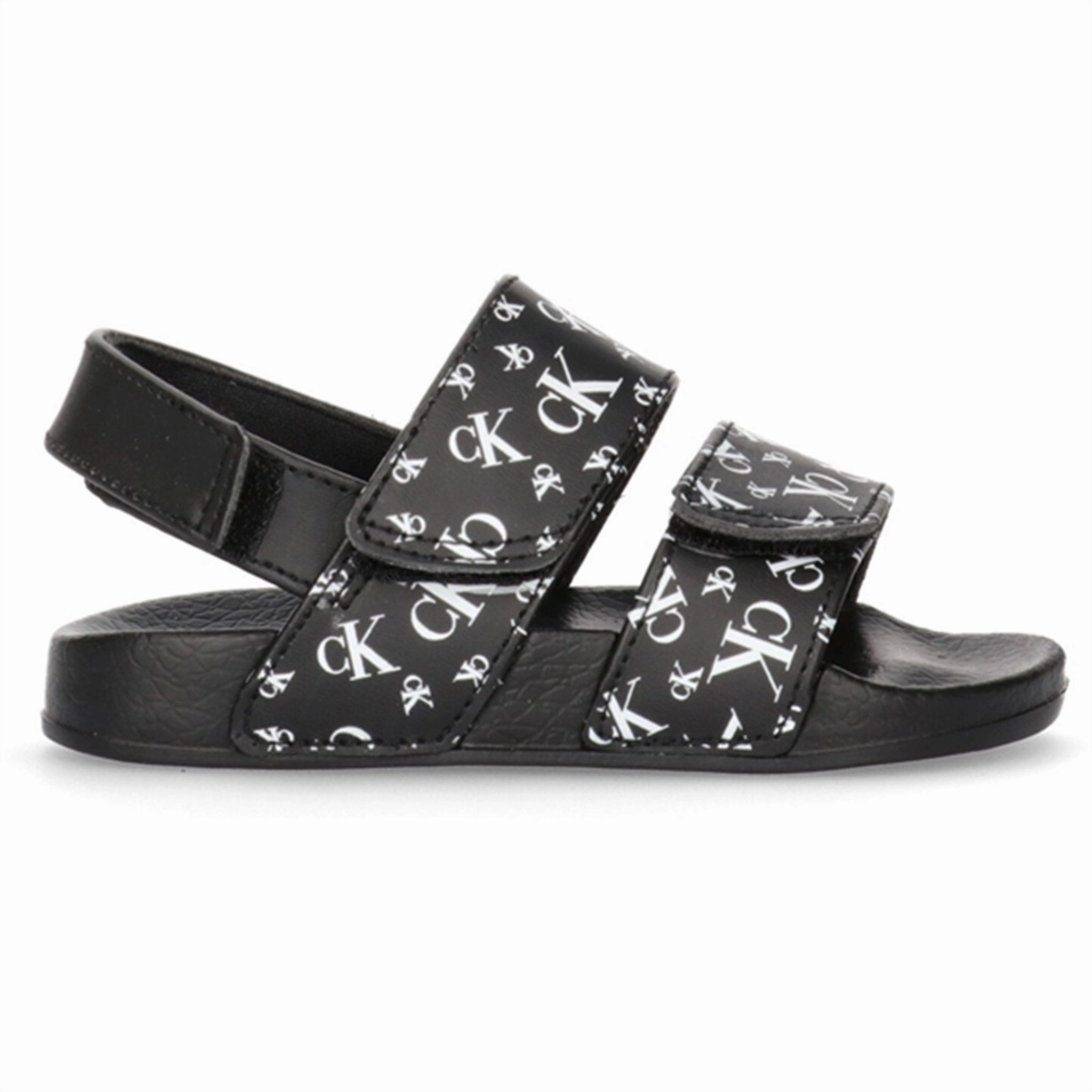 Calvin Klein Logo All Over Velcro Sandal Black Weather Easy