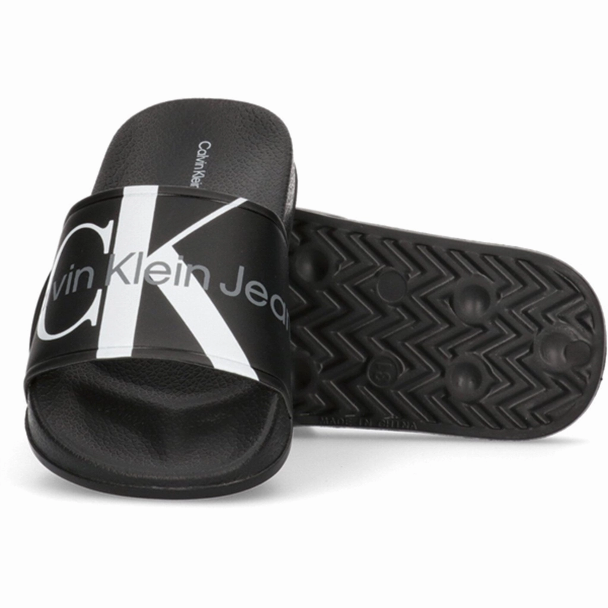 Calvin Klein Logo Pool Slide Black Comfortable Travel Sandals