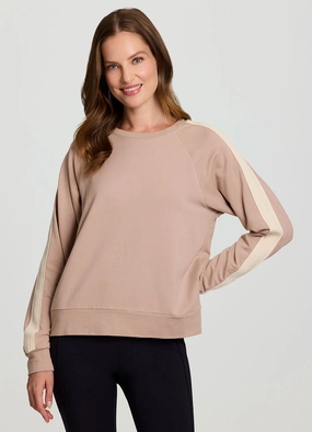 Polished floral Cozy Day Pullover With Crochet Trim
