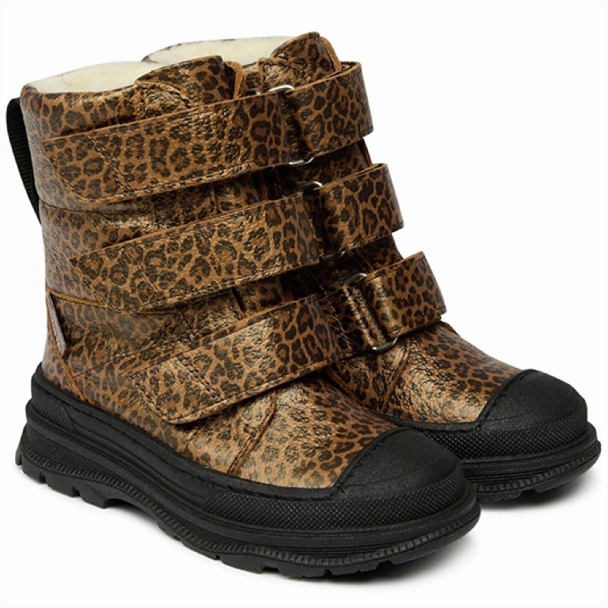 Breathable Material Angulus Tex-Boots w Velcro and Wool Lining Brown Leo