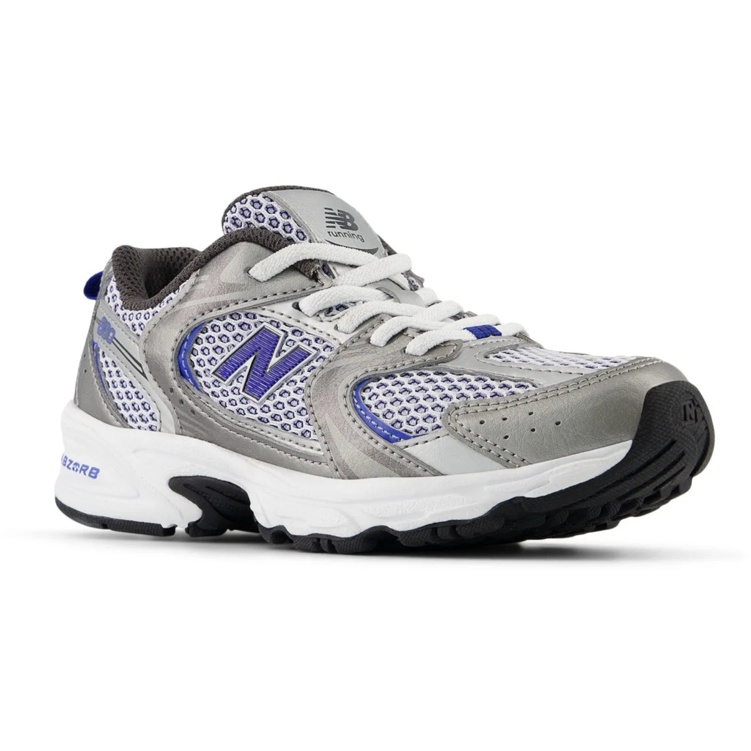 New Balance Dark Silver Metallic New Balance 530 Kids Bungee Lace Antibacterial Stable Control
