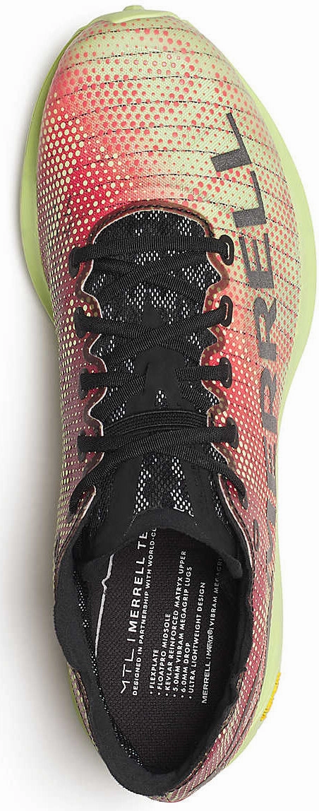 left - foot Merrell MTL Skyfire 2 Matryx Mens Trail Running Shoes - Red