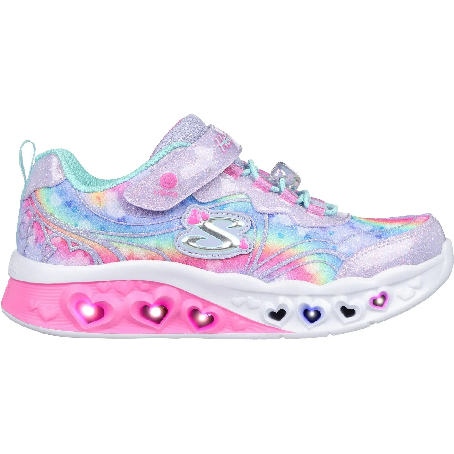 Skechers Purple Flutter Heart Lights Groovy Swirl On The Move slim fit