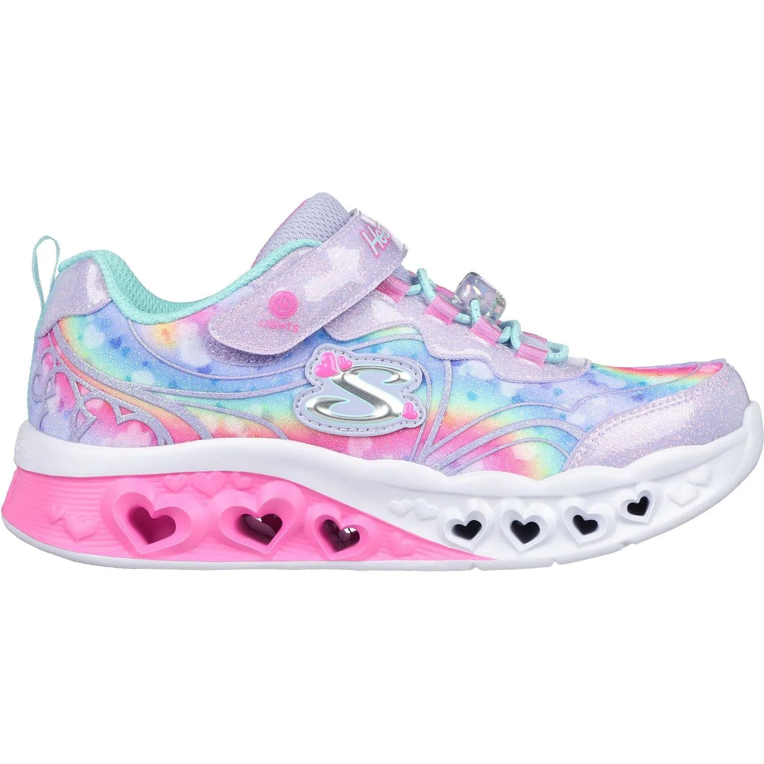 Skechers Purple Flutter Heart Lights Groovy Swirl Anti slip surface