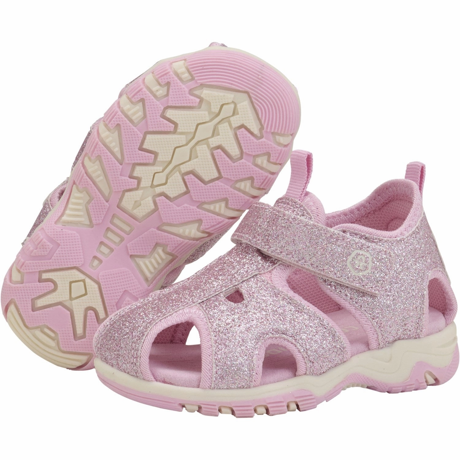 Color Kids Coral Blush Baby Sandals W. Velcro Strap Green Fresh Urban Walk