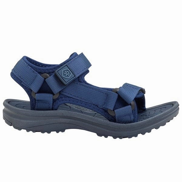 Resilient Cushioning Flat Color Kids Sandals with Velcro Total Eclipse