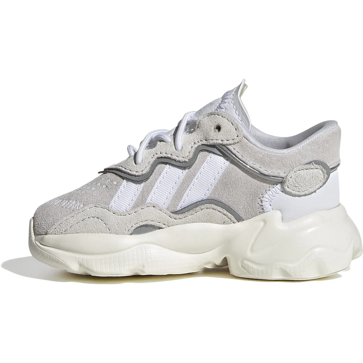 adidas Originals Crystal White/Cloud White/Off White Ozweego El I Sneakers Strong Stitching Molded Arch Contour