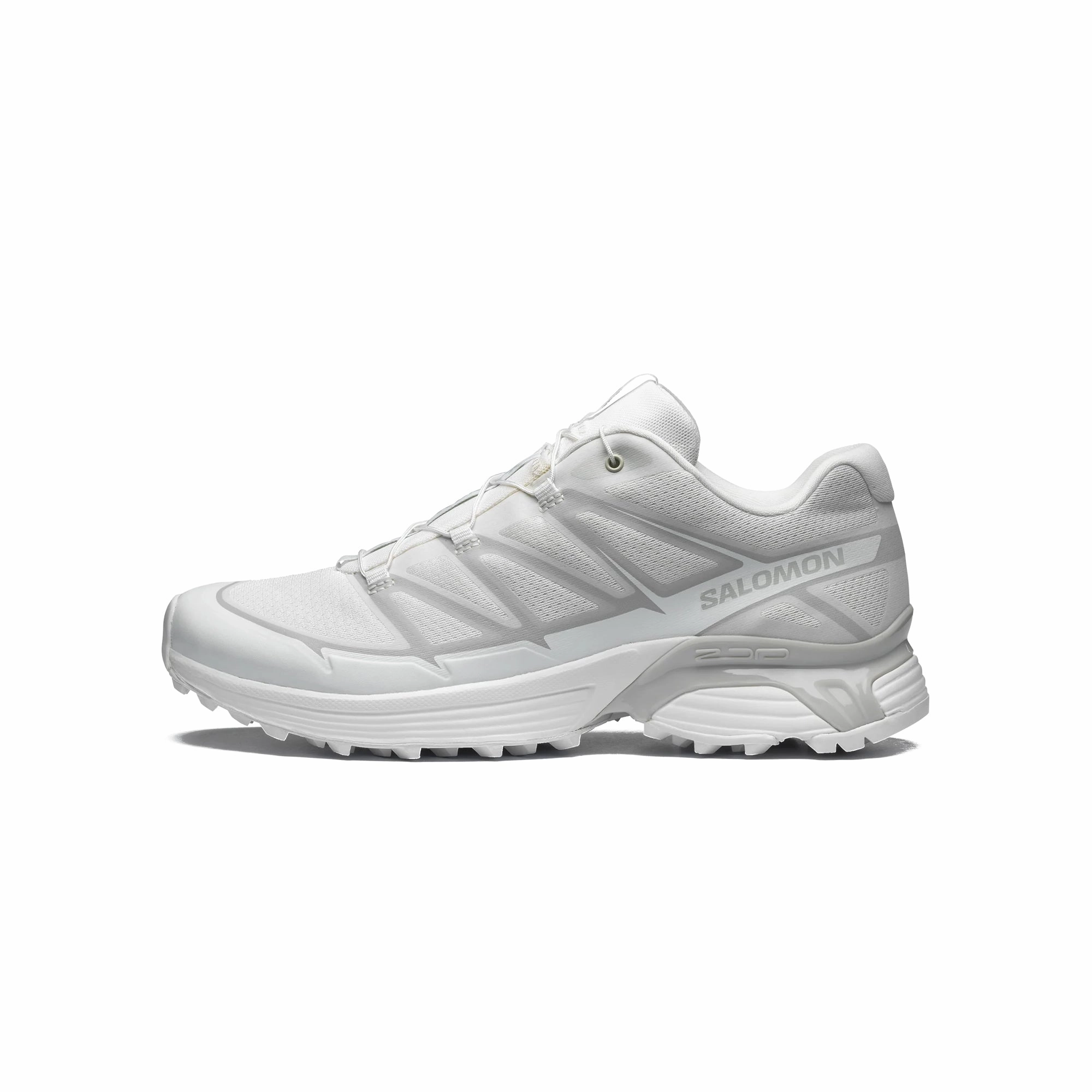 Salomon Mens XT-Pathway 2 Shoes running with socks running on a gravel road