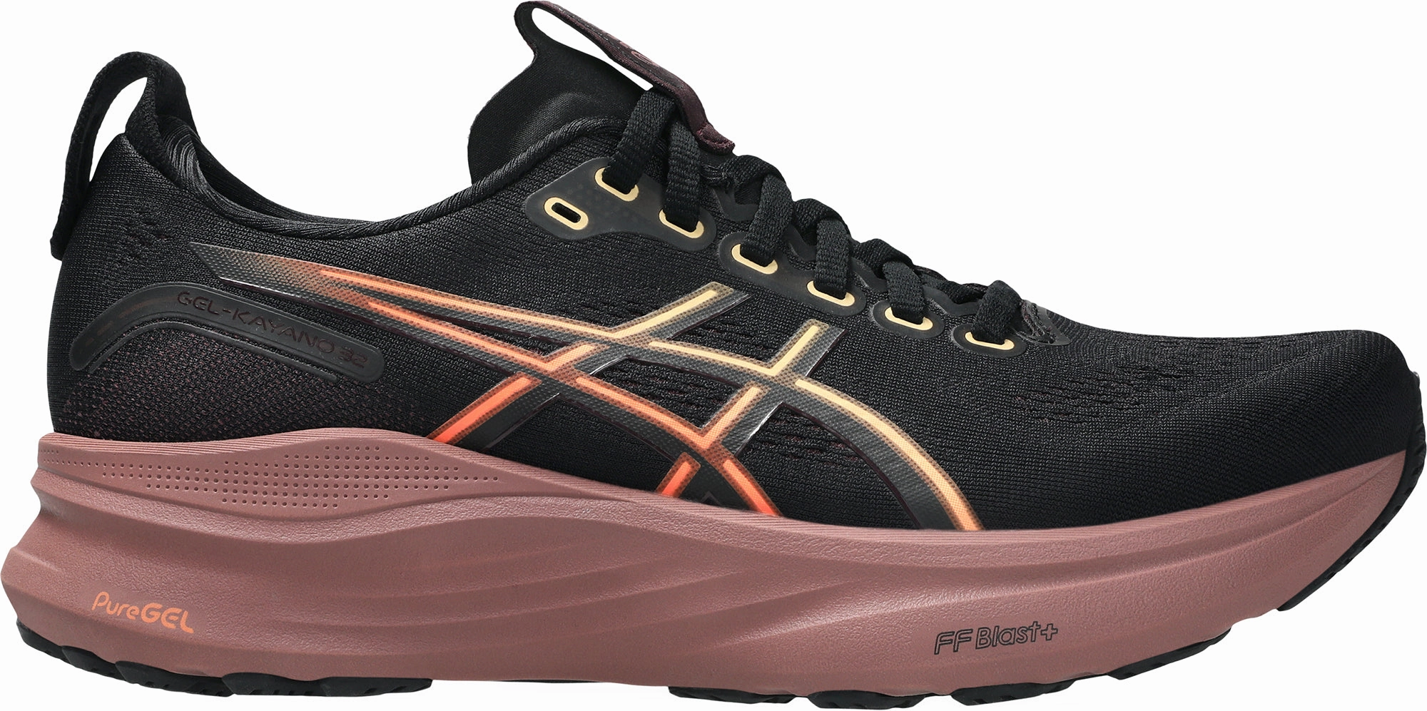 Asics Gel Kayano 32 Womens Running Shoes - Black running with a carbon fiber plate Multi Directional Tread