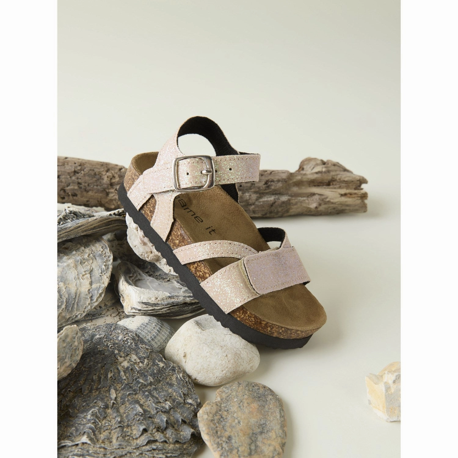 Name It Cloud Dancer Small Glitter Fiona Sandal Comfortable Flexibility Elastic laces