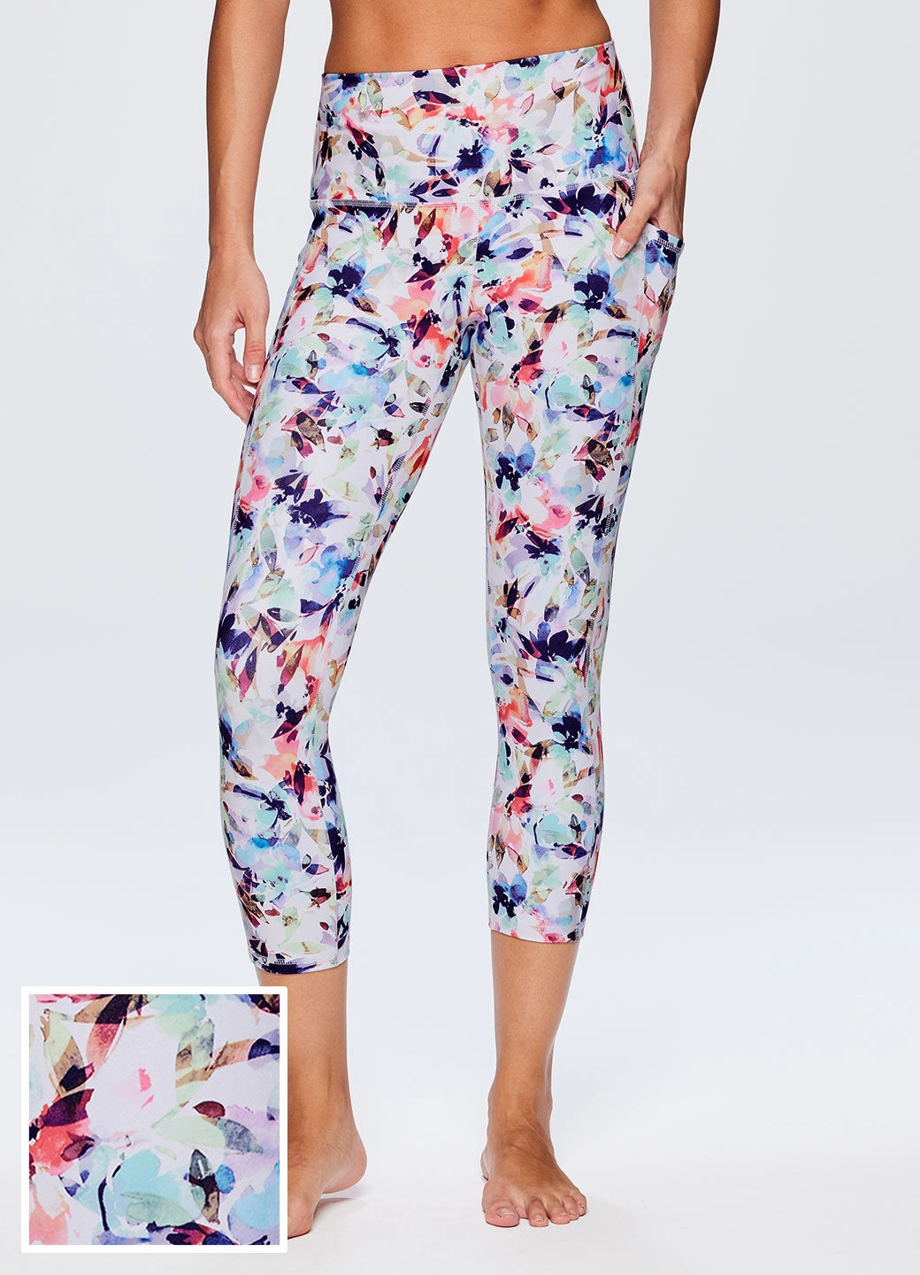 Rayon Ribbed waistband Confetti Floral Super Soft Capri