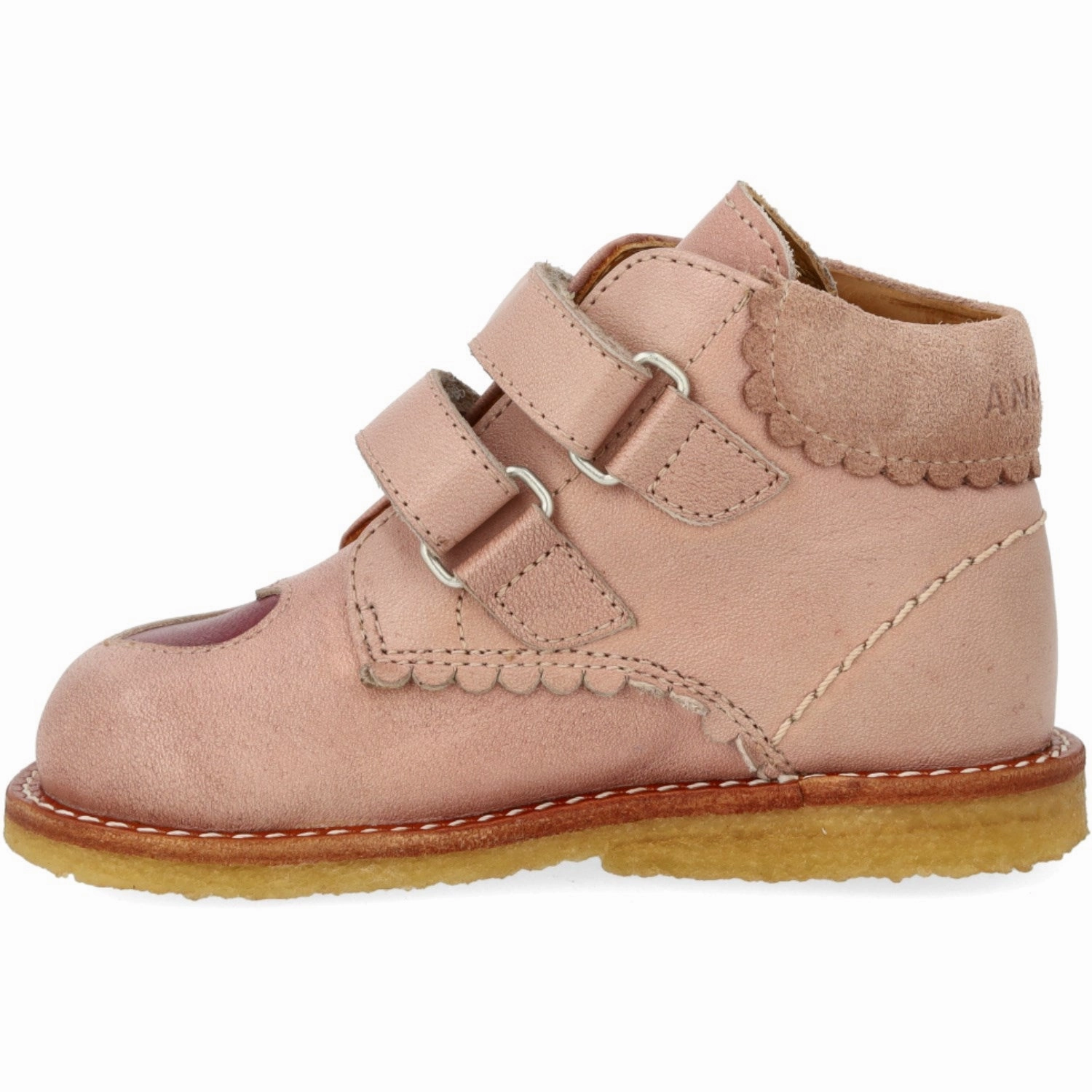 PU material Angulus Rosebud/Berry Beginner shoes Med Udstanset Kontrasthjerte