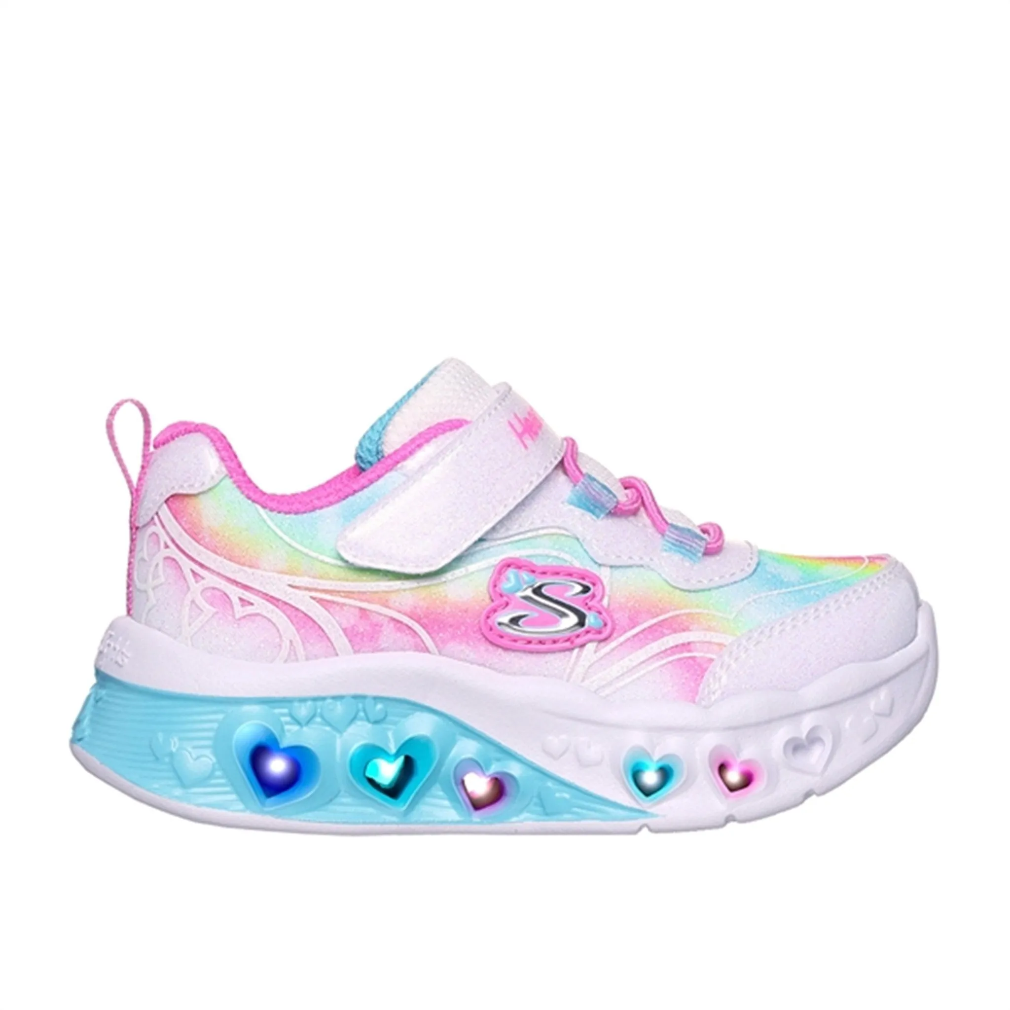 Skechers Flutter Heart Lights Sneakers White Multicolor EasyToMaintain Soft Glide