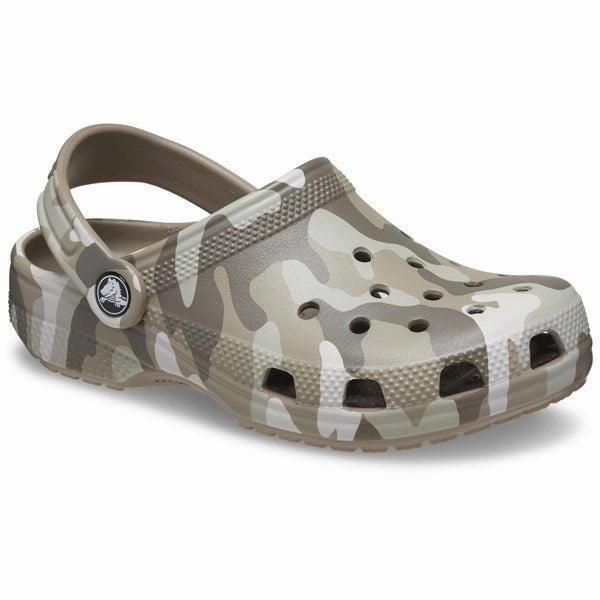 Crocs Classic Camo Clog Mushroom/Multi Comfy Wear Quick Release Buckle Mechanism