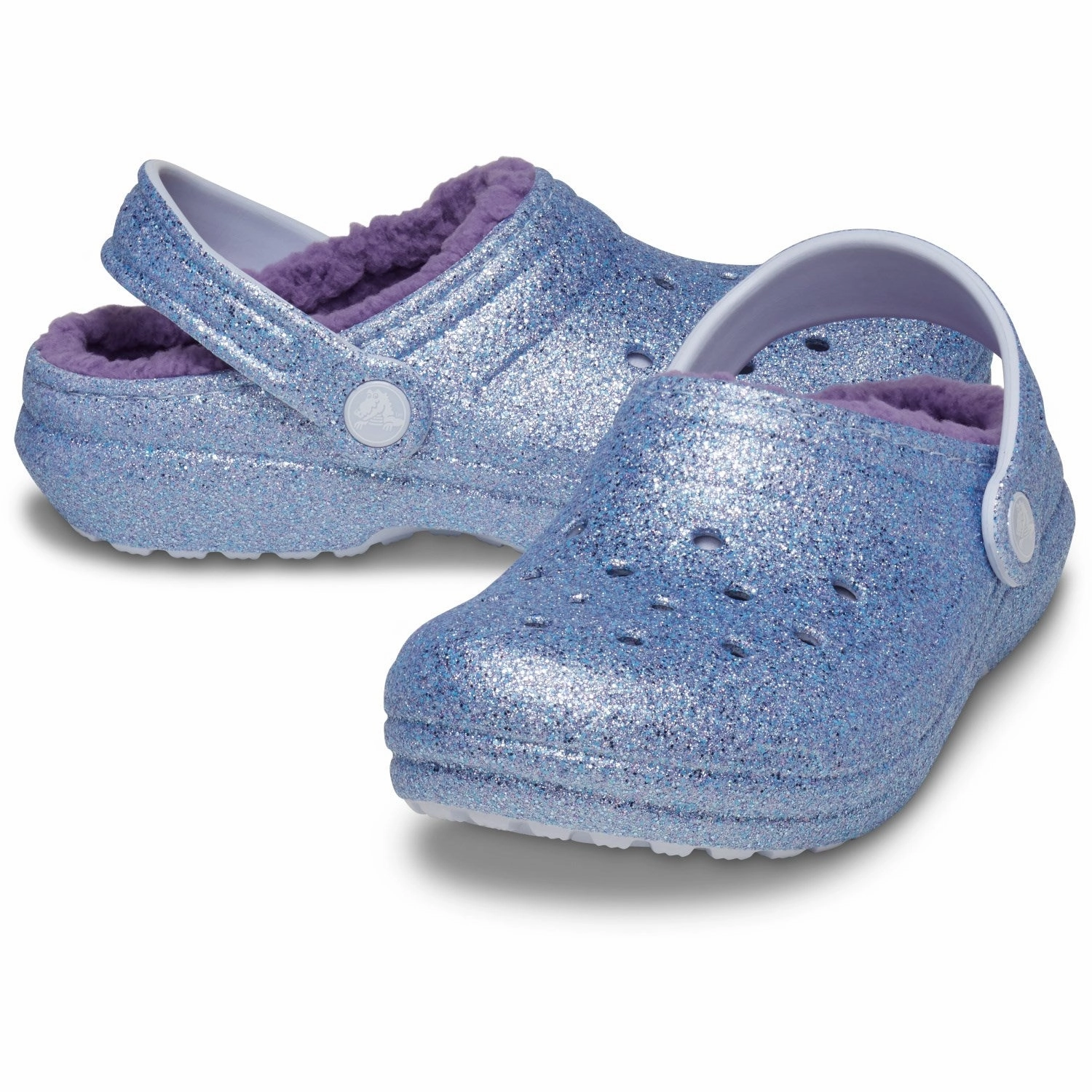 Breathable Upper Layered Shock Pad Crocs Frosted Glitter Classic Lined Glitter Clog