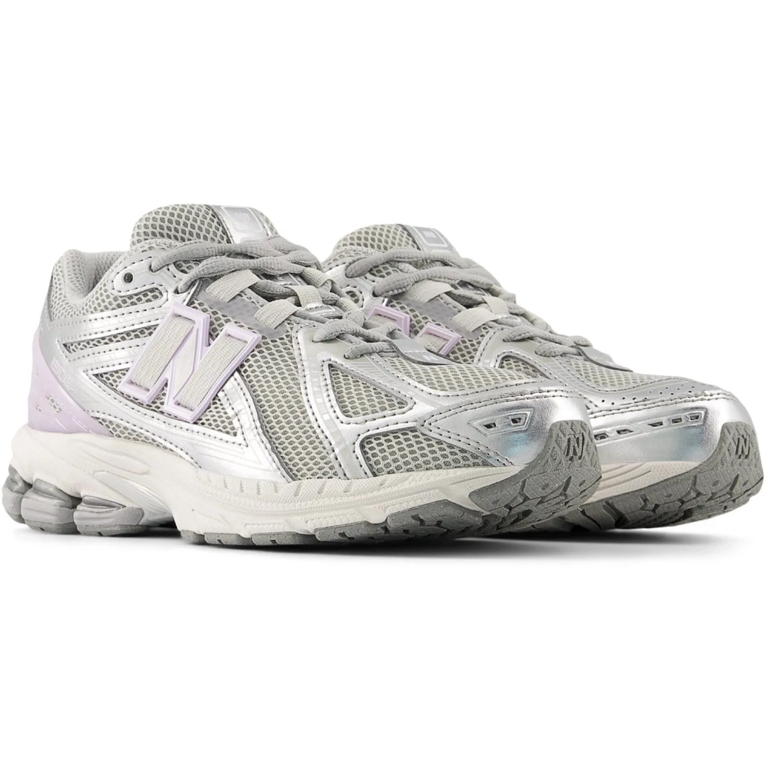 New Balance Silver Metallic 1906 Kids Lace Sneakers energy returning Bonded Overlays