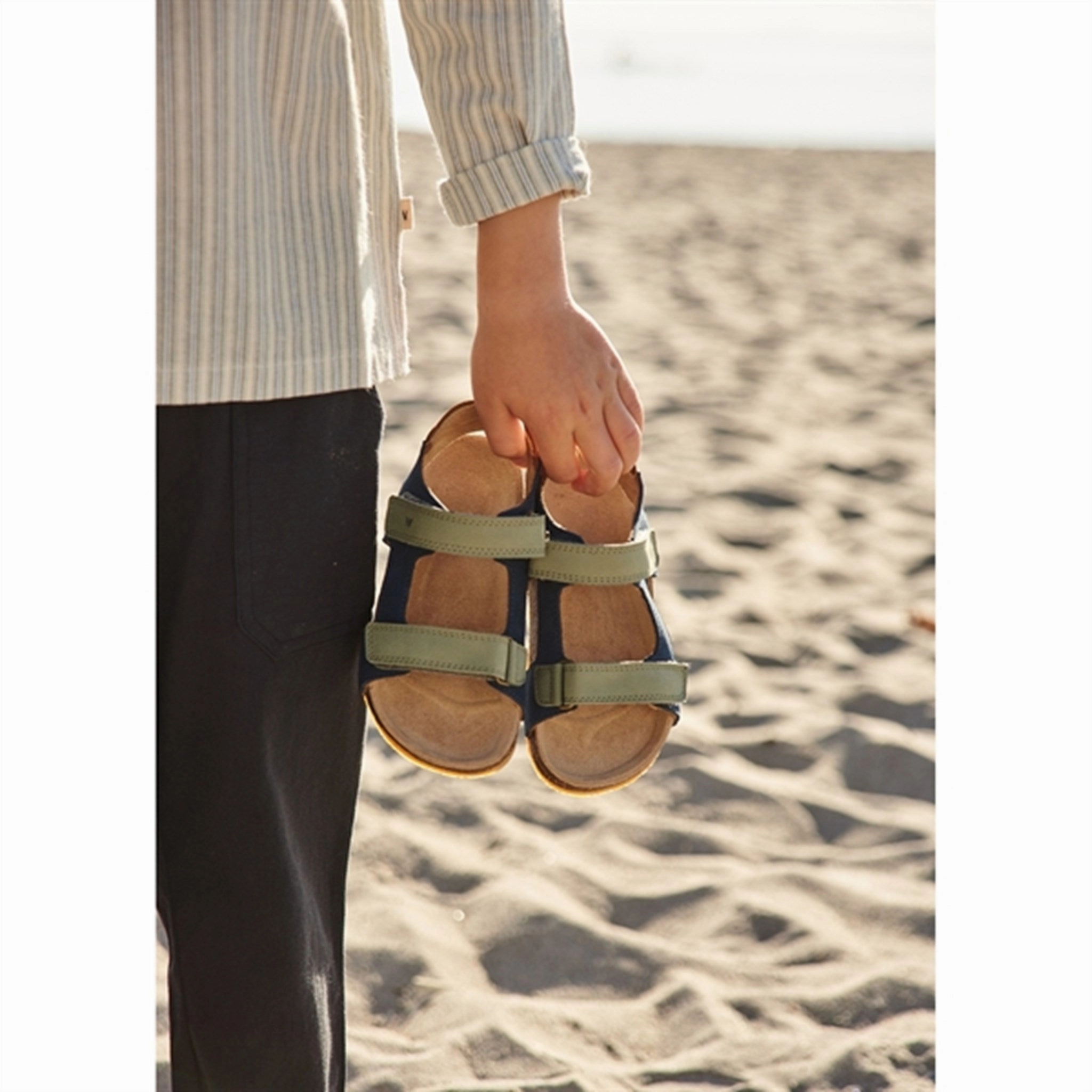 Wheat Sandal Cork Open Toe Corey Blue Quick On-The-Go Machine Washable Design