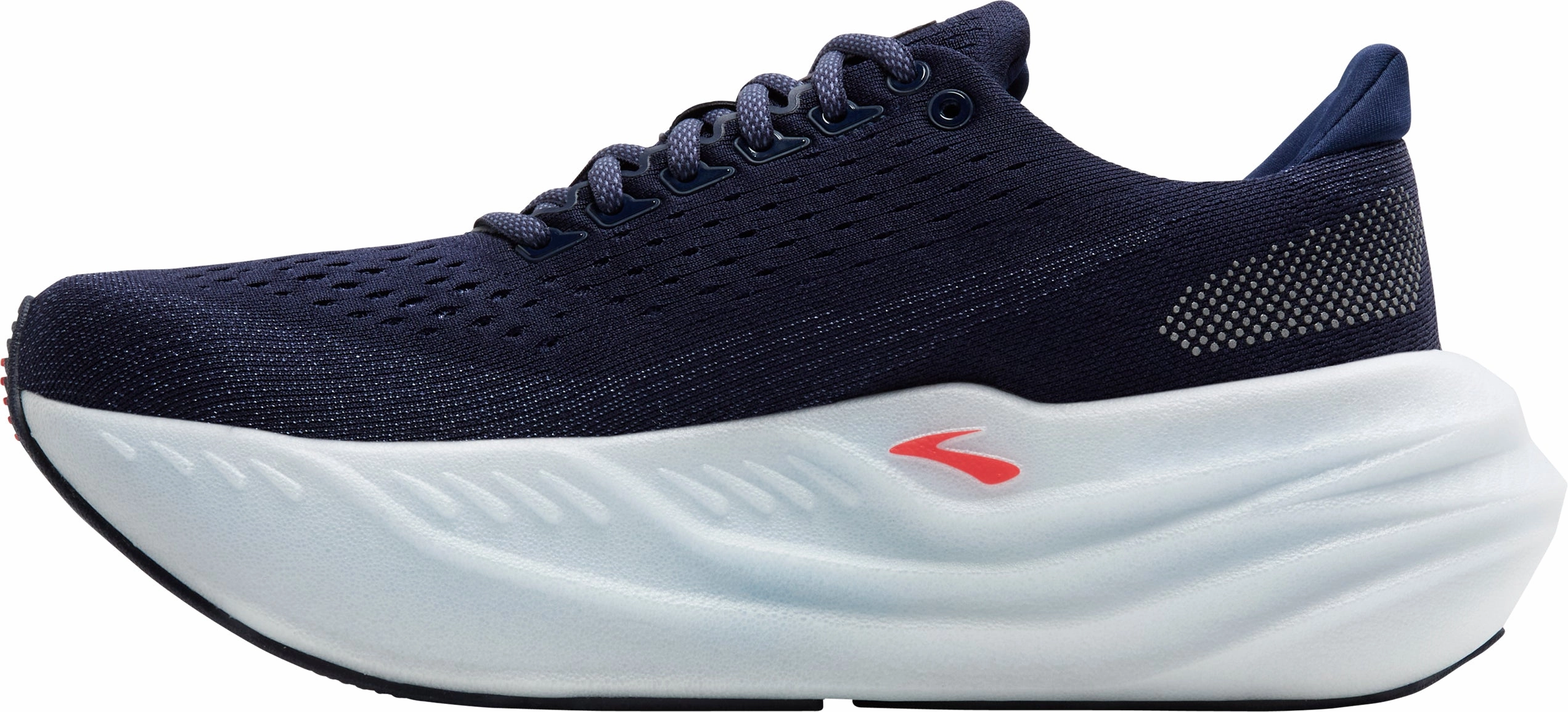 Brooks Glycerin Max Womens Running Shoes - Blue running on a dirt track shoes Curved Heel Design