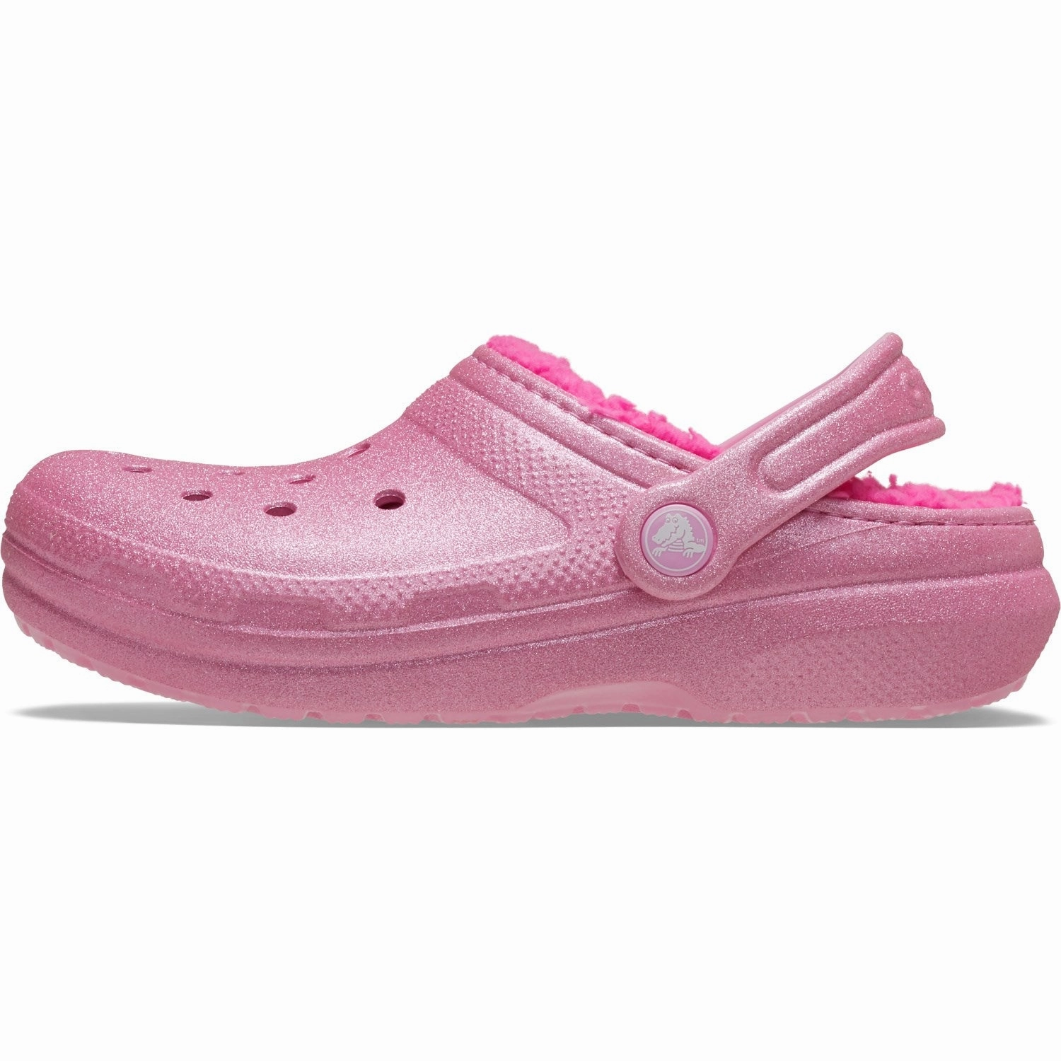 Crocs Pink Tweed Classic Lined Glitter Clog No Stress
