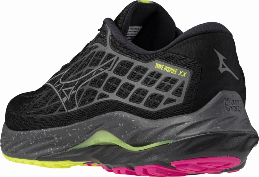 Anti Collision Toe Cap running on track Mizuno Wave Inspire 20 Running Shoes - Black