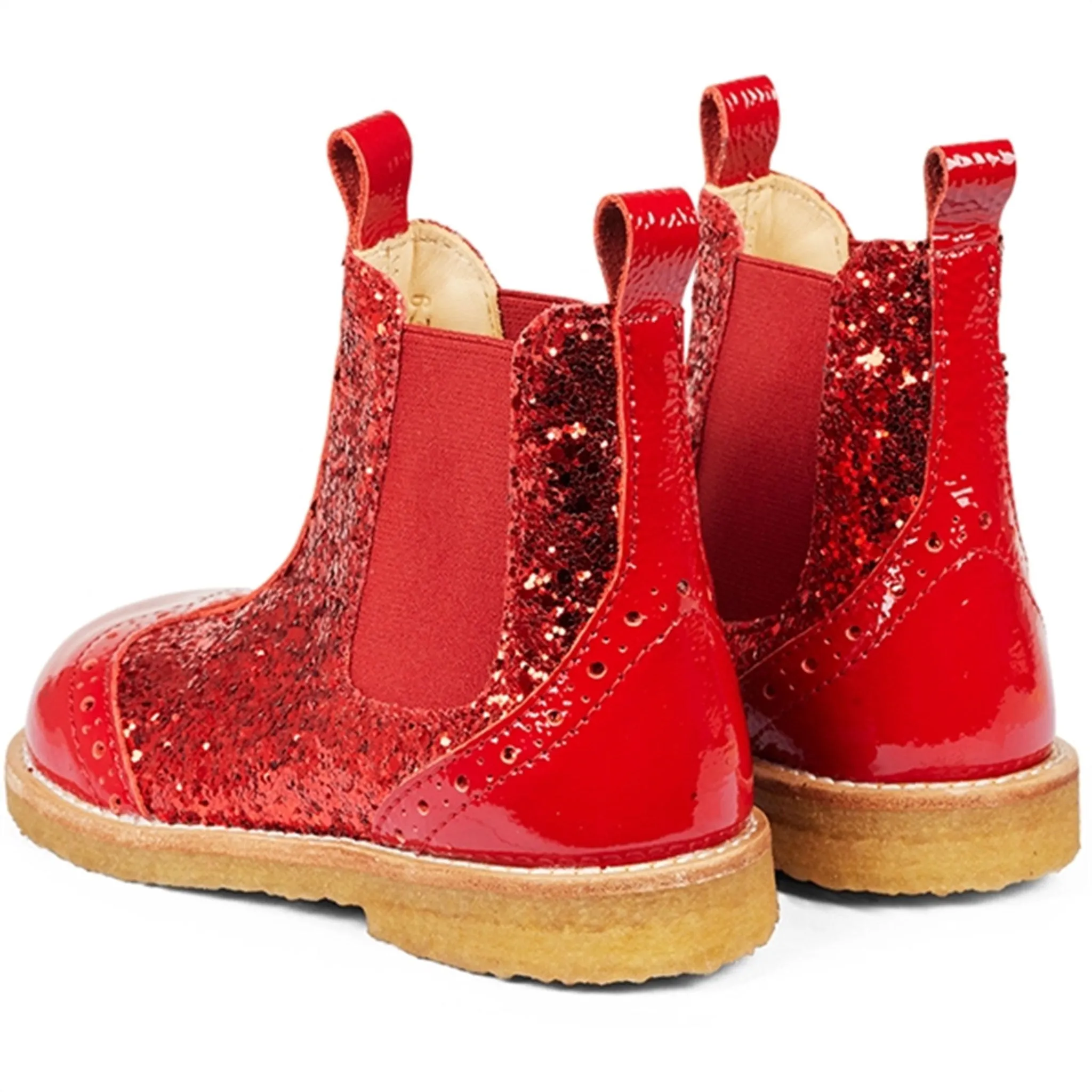Mid Top Ultimate Style Angulus Chelsea Boots With Glitter Red/Red/Red Elastic