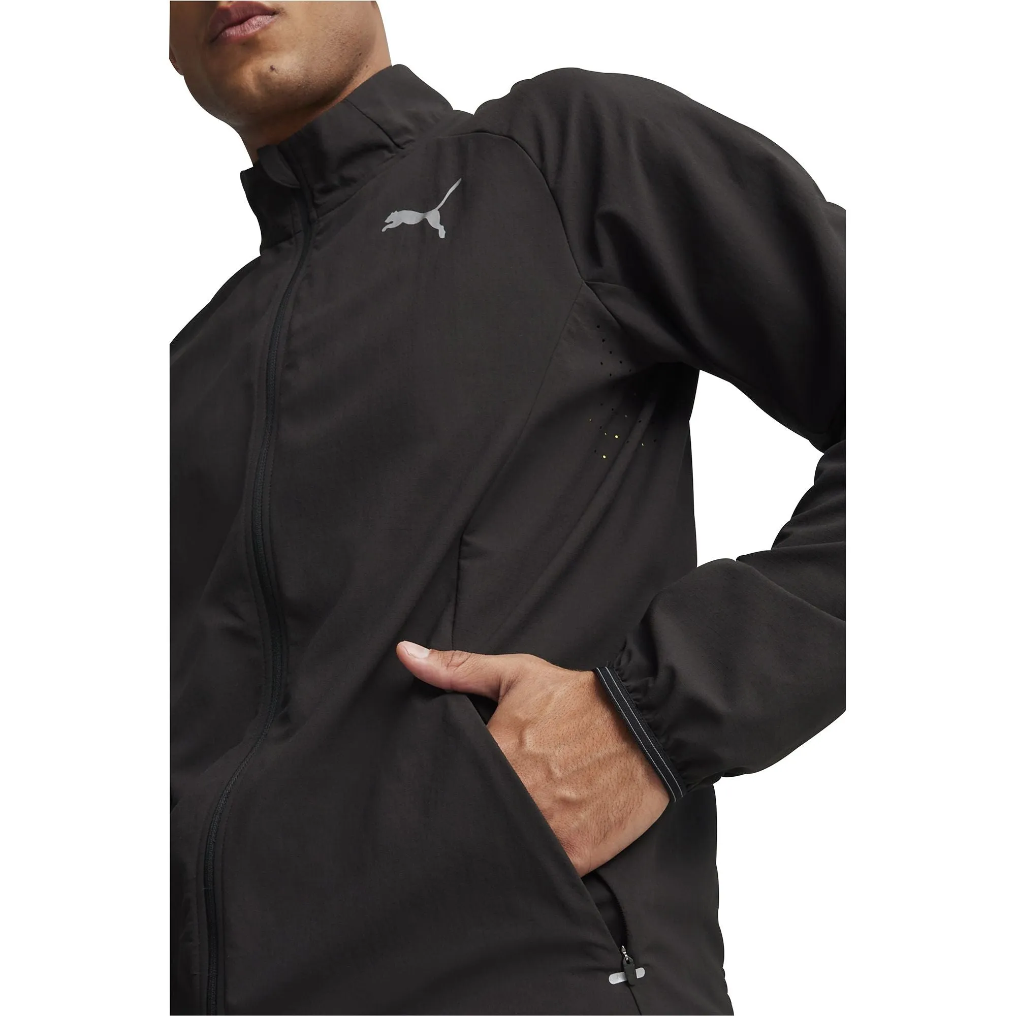 Puma Run Elite Ultraweave Mens Running Jacket - Black Perforated Underarm Vents