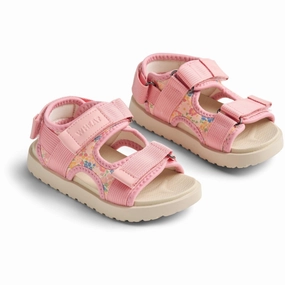 Easy Walk Slip Closed Toe Wheat Multi Flowers Sandal Mandy