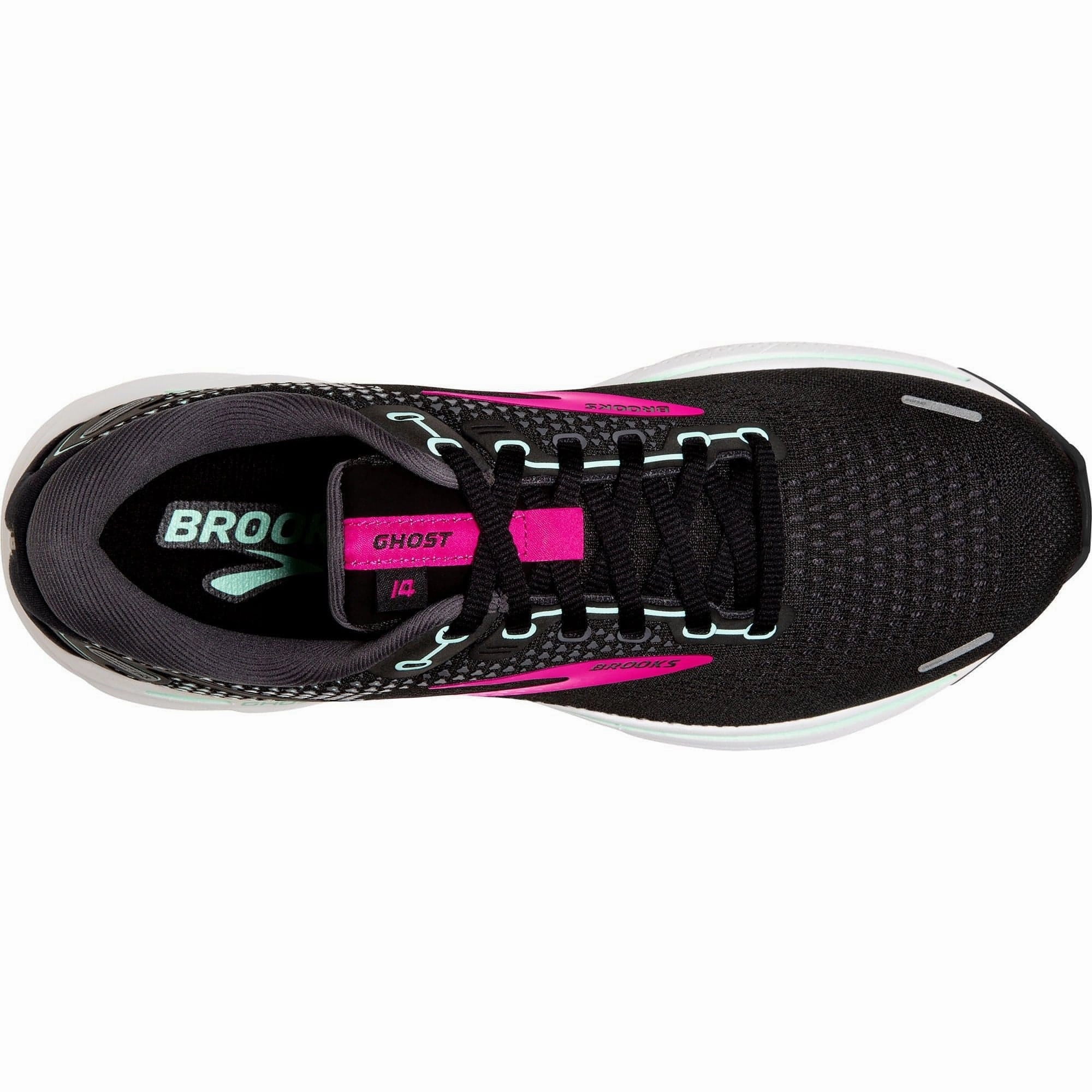 replaceable insole shoes Brooks Ghost 14 Womens Running Shoes - Black