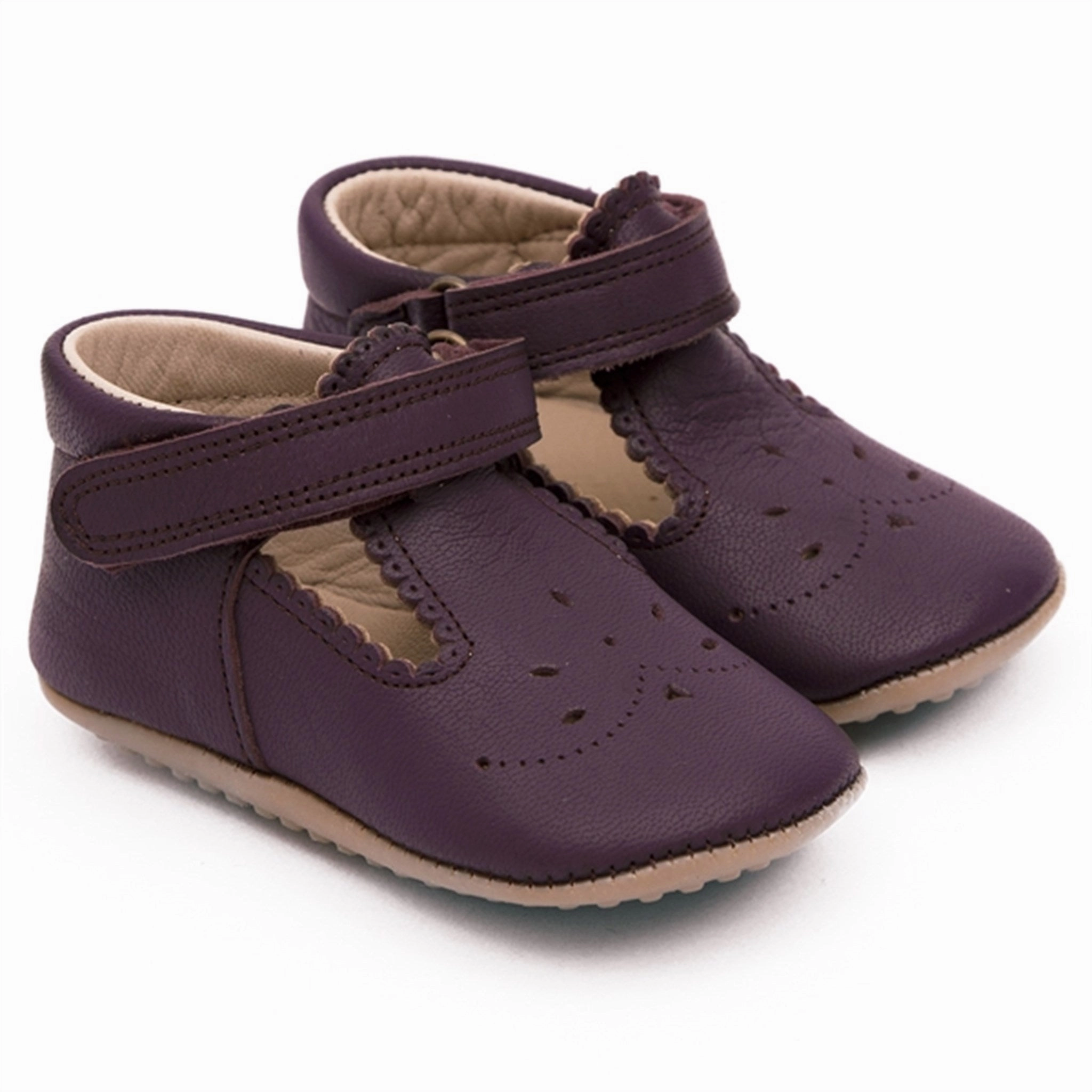 Resilient Cushioning System Pom Pom Indoor Shoe Ballerina T-Bar Lilac