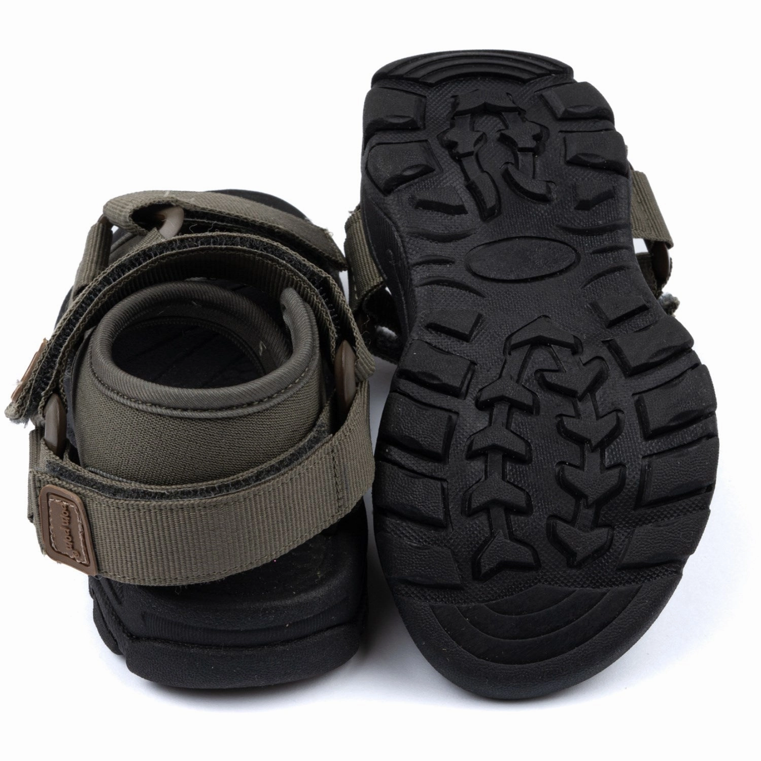 strap on Simple Step-On Pom Pom Hunter Green Trecking Sandal Velcro