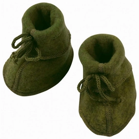 Slip Resistant Layer Engel Baby Booties w. Ribbon Reed Melange