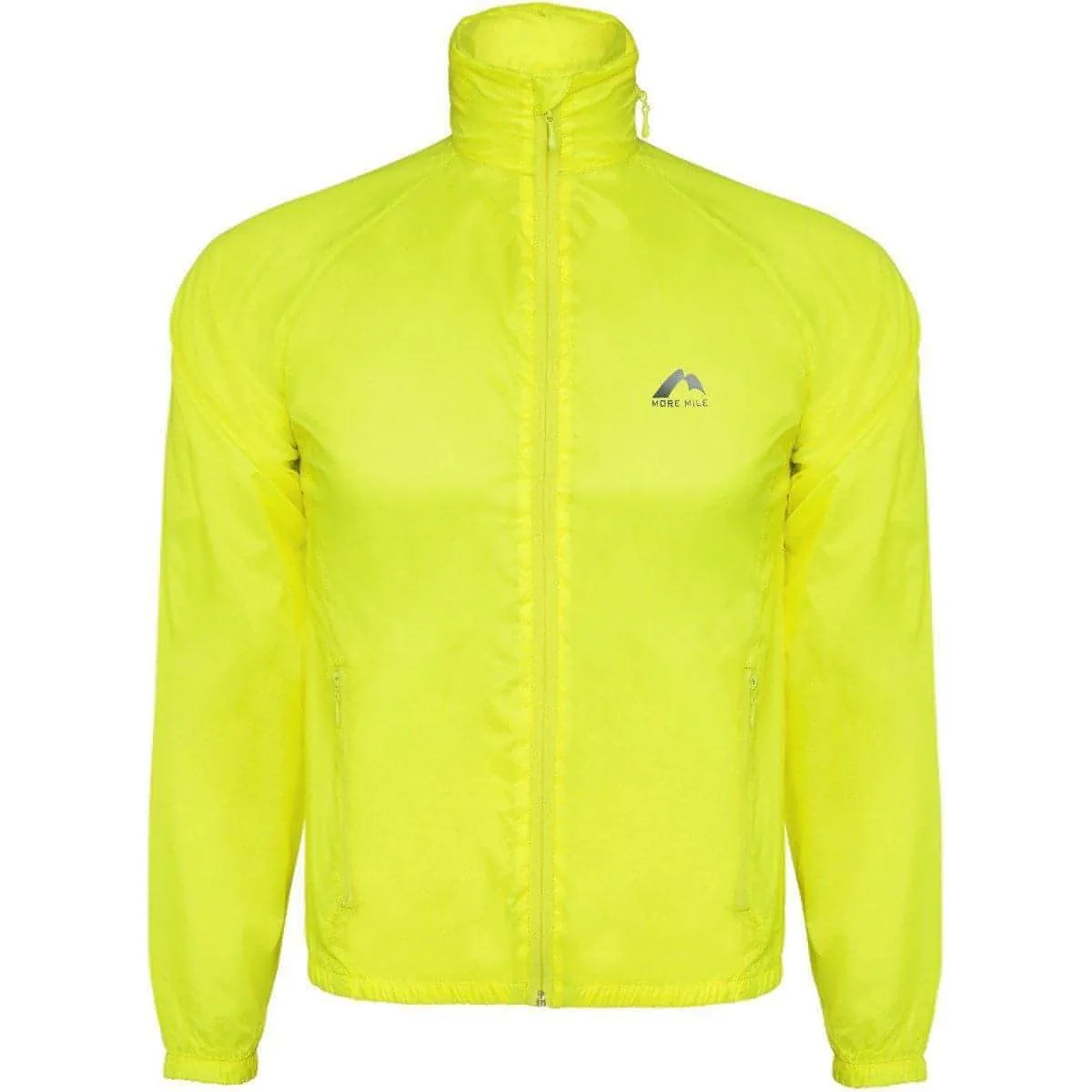 Leather More Mile Neon Hooded Windbreaker Mens Running Jacket - Yellow