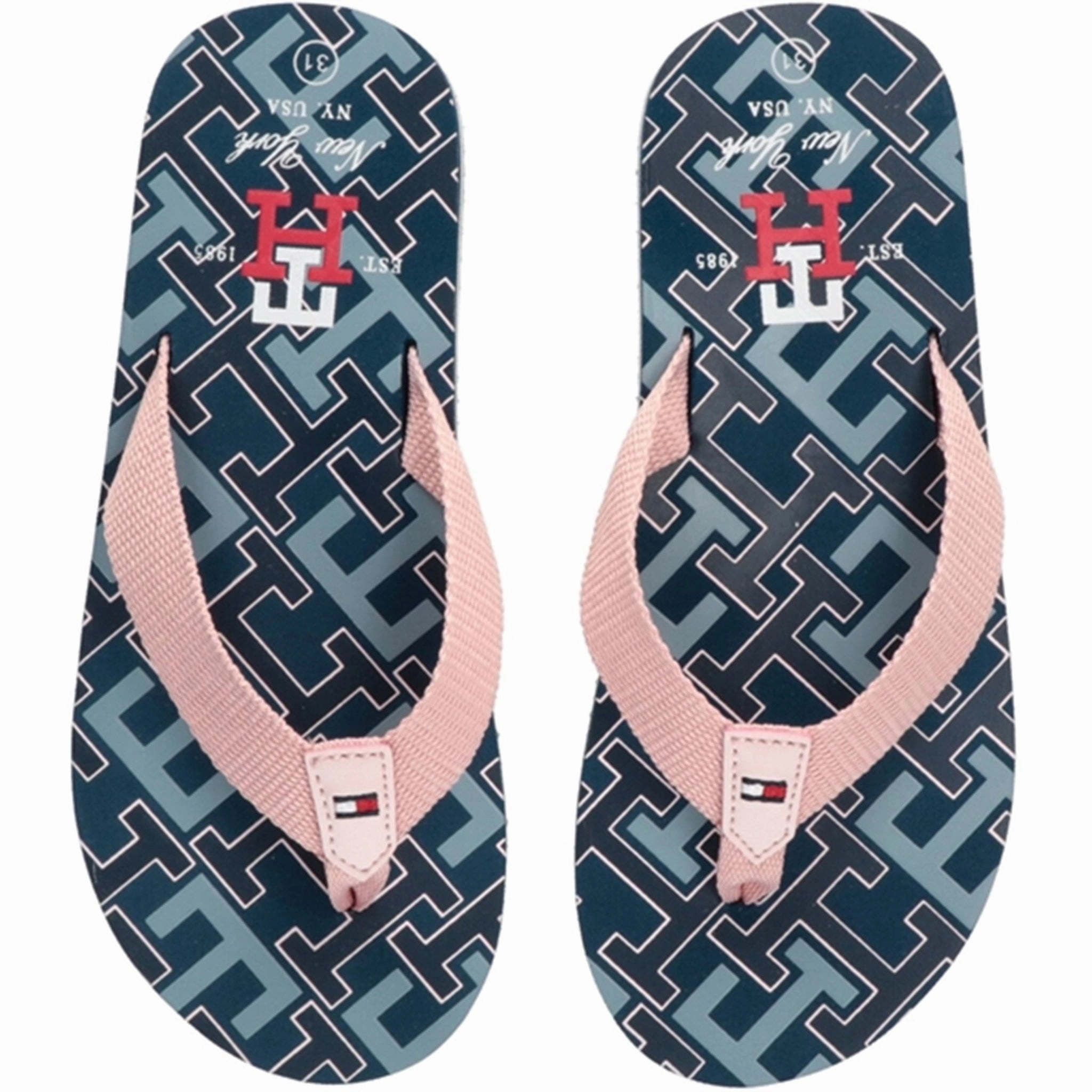 Tommy Hilfiger Logo Flip Flop Blue/Pink Sun Ready