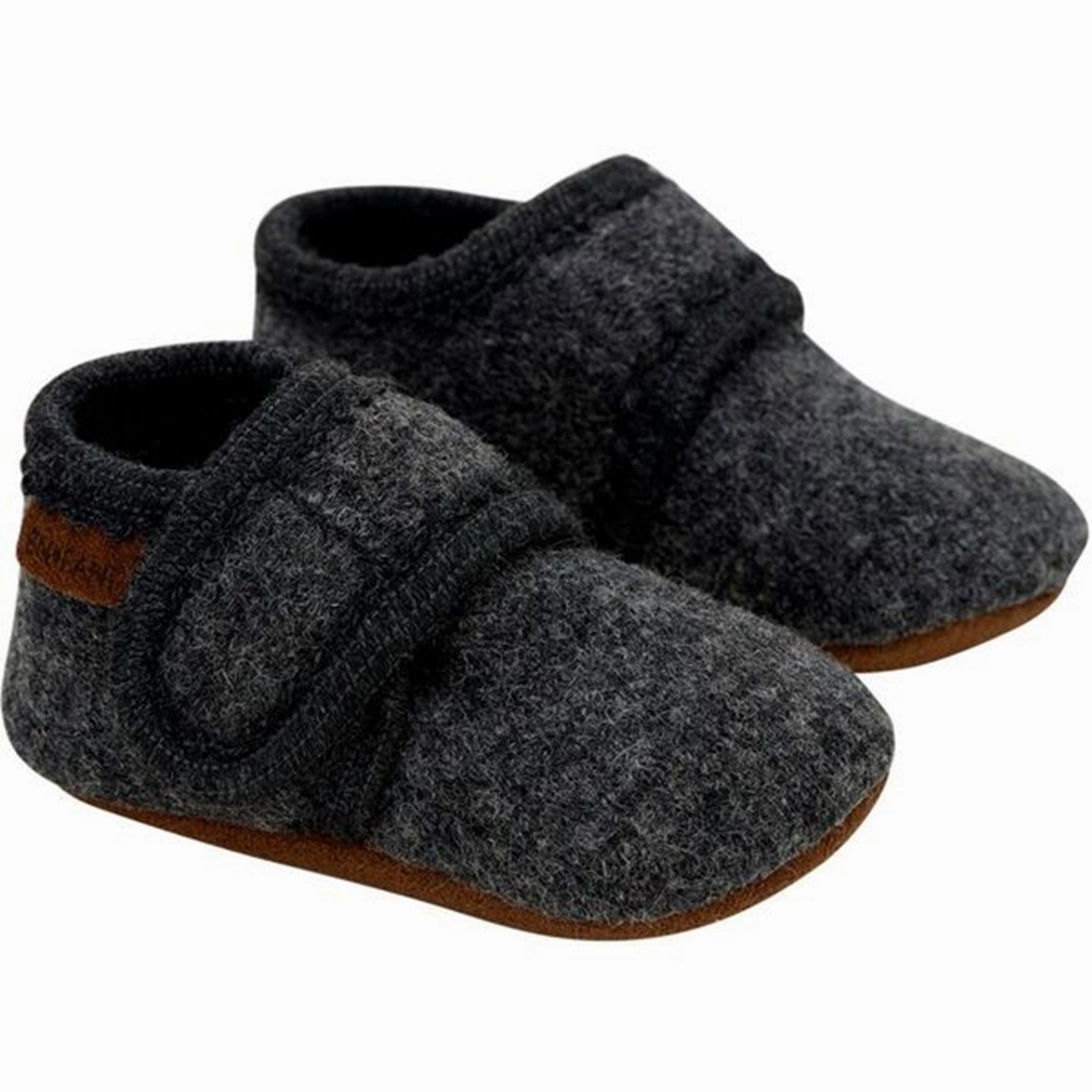 En Fant Baby Wool Slippers Dark Grey Melange MemoryFoam