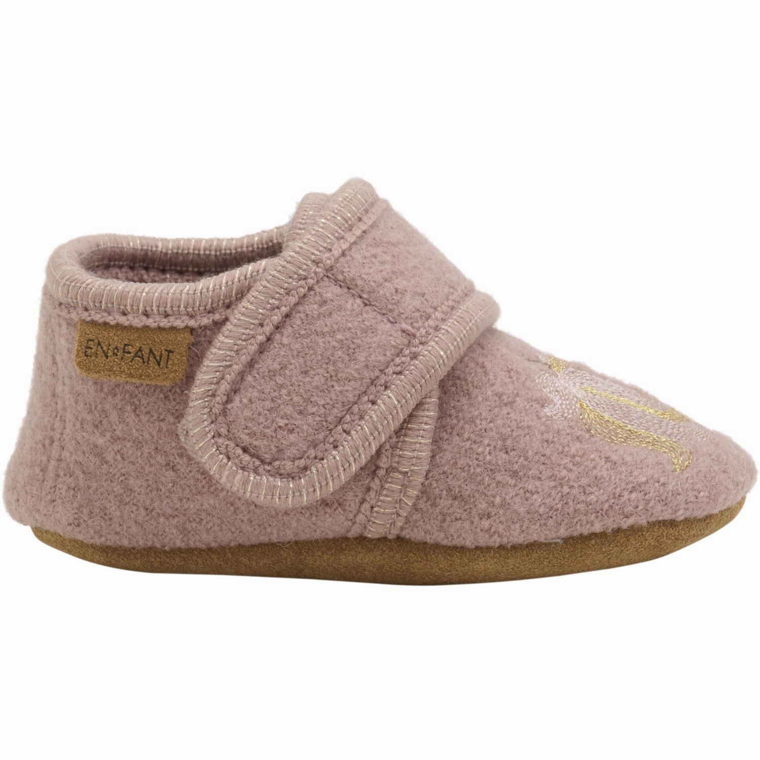 En Fant Bark Wool Slippers With Embroidery Easy to Wear Simple Relax Fit