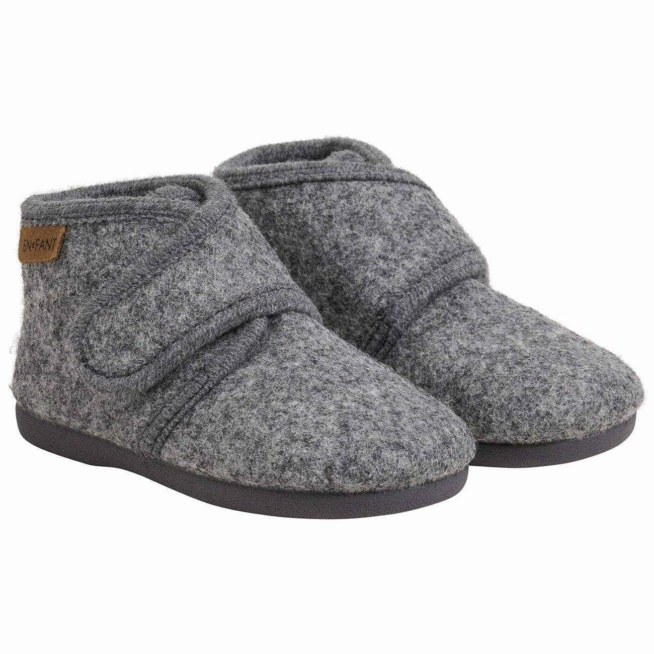 En Fant Dark Gray Melange Wool Booties Velcro Quick Slip Shoes Comfort Solutions