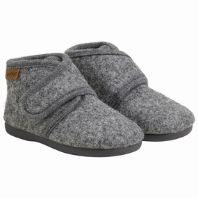 En Fant Dark Gray Melange Wool Booties Velcro Trail Compatible Reinforced Stress Points