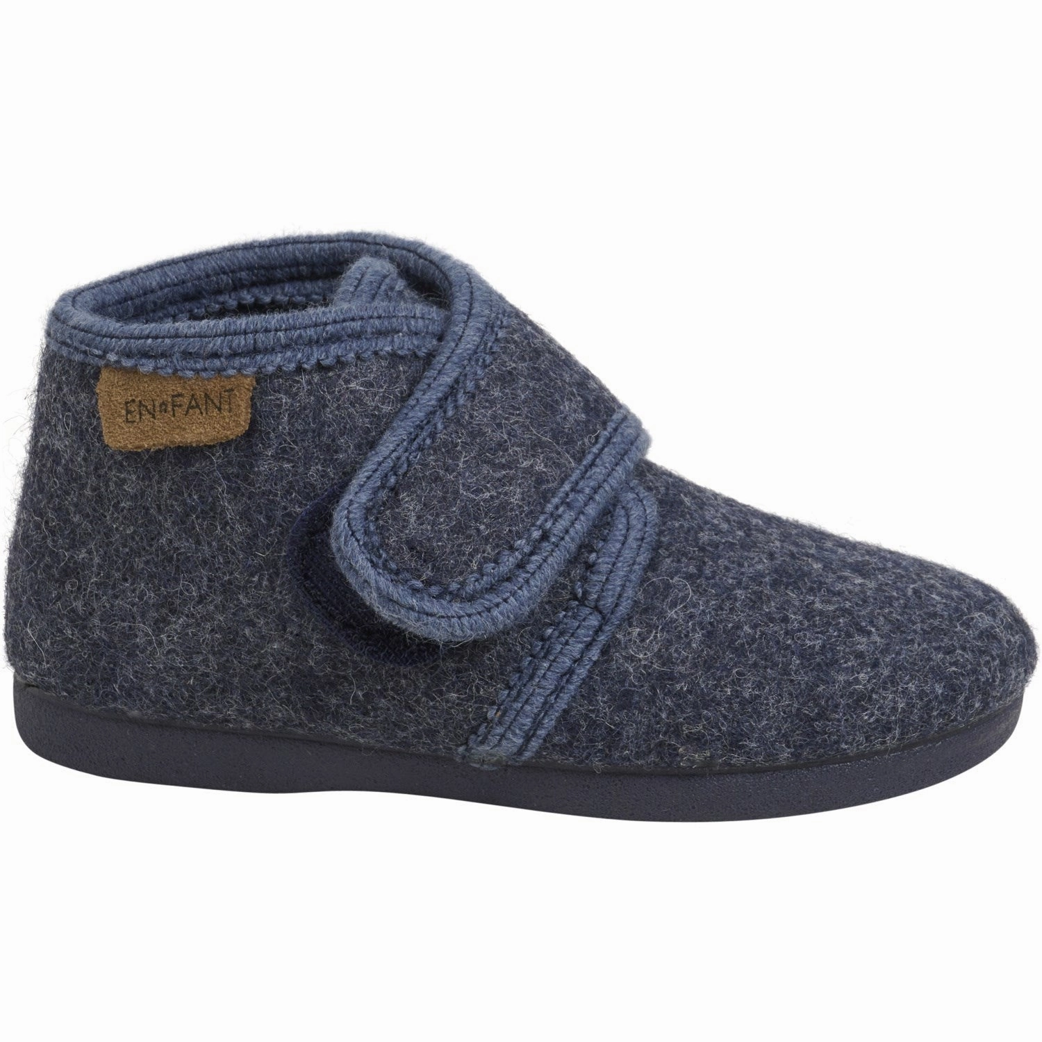 En Fant Navy Melange Slippers Wool Velcro Slip Resistant Tread Relaxed feet