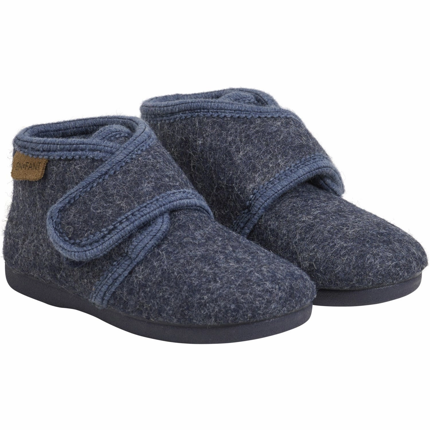 Sporty Vibe Flexible En Fant Navy Melange Slippers Wool Velcro