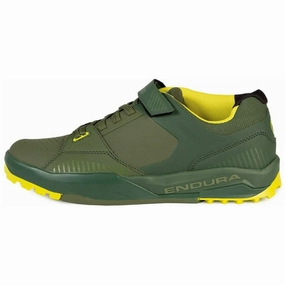 Endura MT500 Burner Flat Mens MTB Cycling Shoes - Green Rolling Motion Technology Multi Directional Flex Grooves