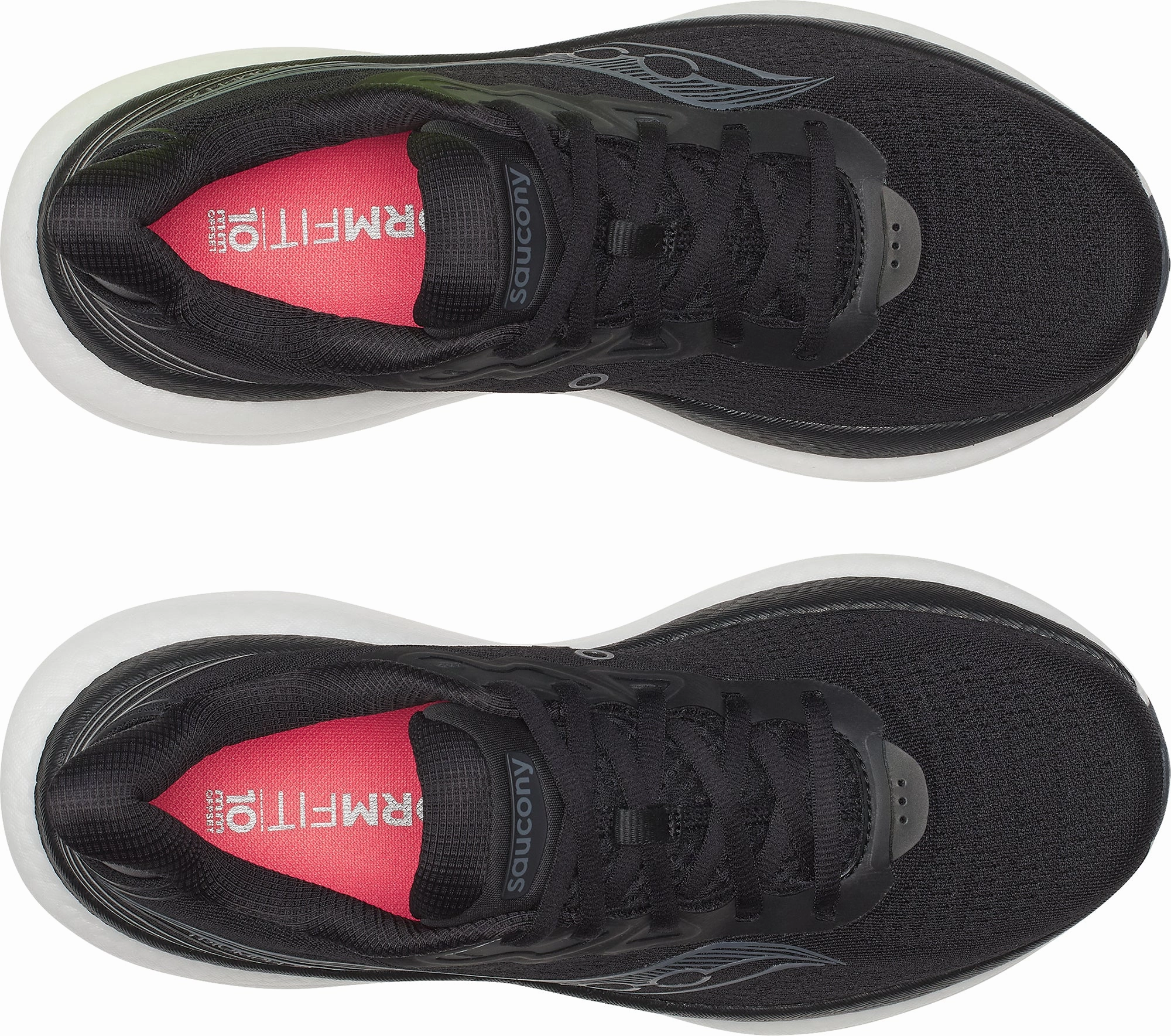 Saucony Triumph 23 WIDE FIT Womens Running Shoes - Black Centered Propulsion Ridge buckle - trimmed - design shoes