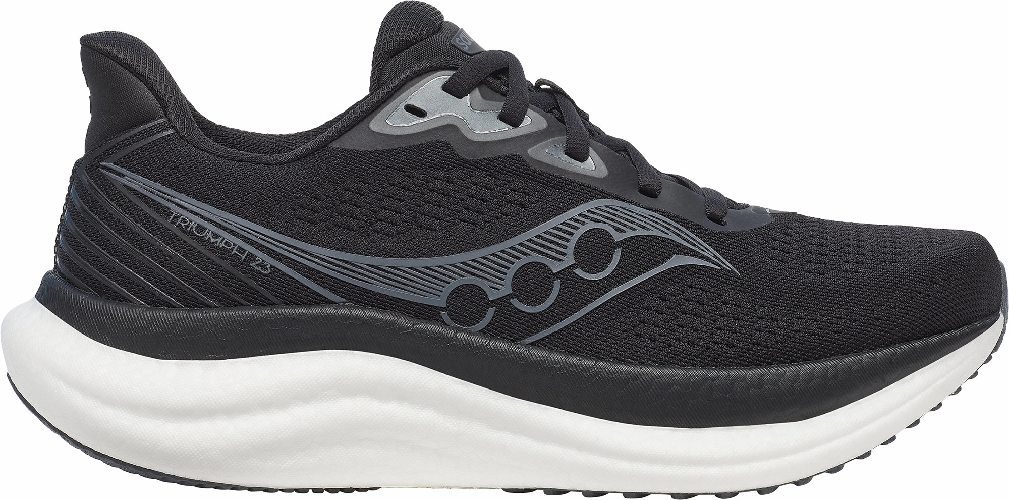 Variable Density Outsole Saucony Triumph 23 WIDE FIT Womens Running Shoes - Black