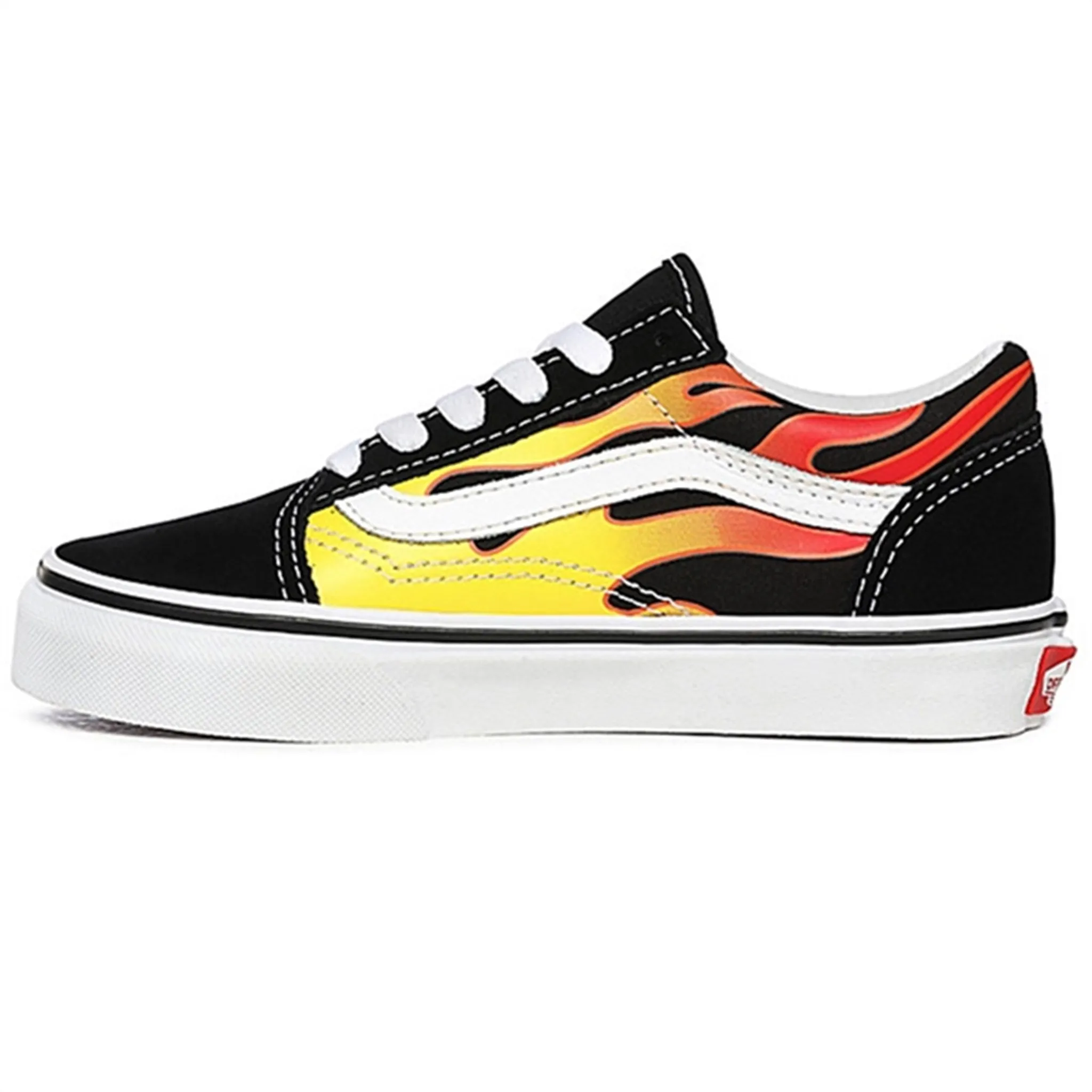 VANS UY Old Skool Flame Sneakers Black/True White Anti fungal Abrasion Resistant Guard